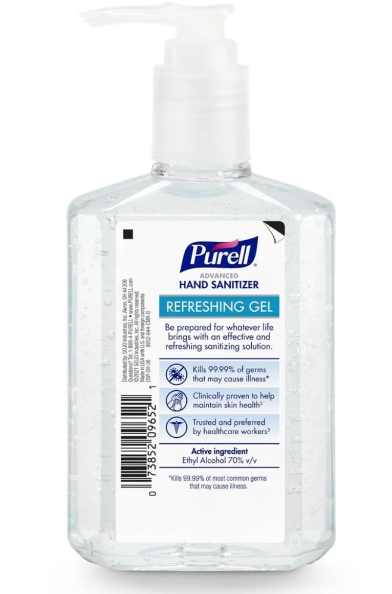 Purell Advanced Hand Sanitizer refreshing gel texture close-up for a refreshing cleanse.