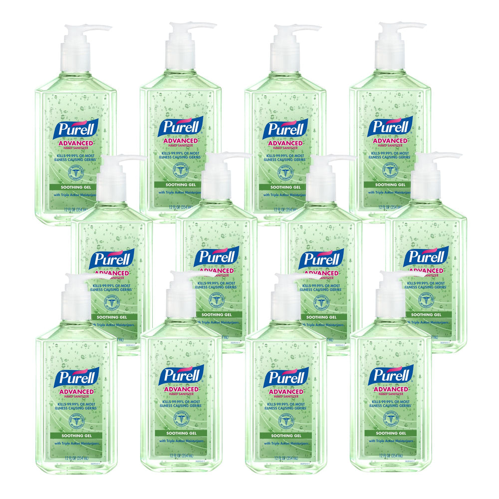 Purell Advanced Hand Sanitizer soothing gel bottle with pump for quick, gentle sanitizing