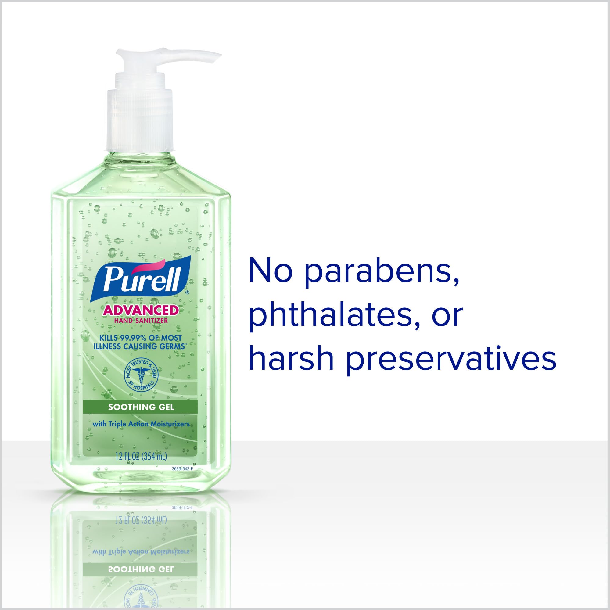 Close-up of soothing gel texture with aloe and vitamin E from Purell