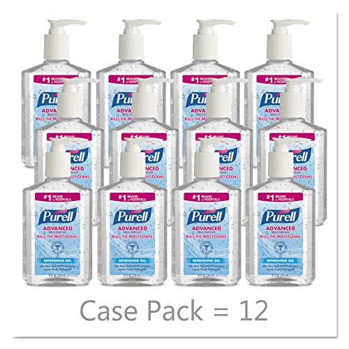 Purell brand label visible on sanitizer bottle for quick recognition