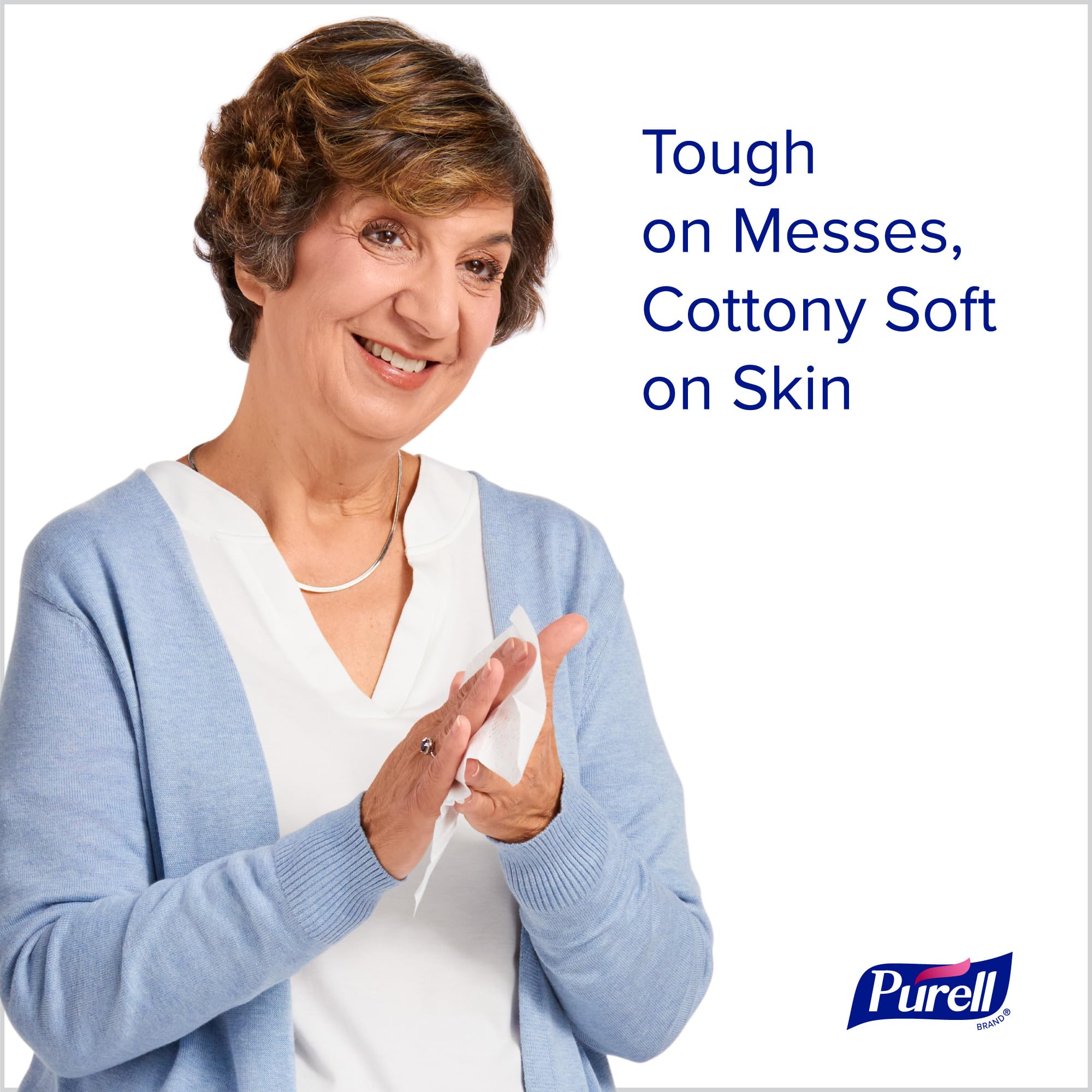 Individually wrapped PURELL wipes, convenient for busy days