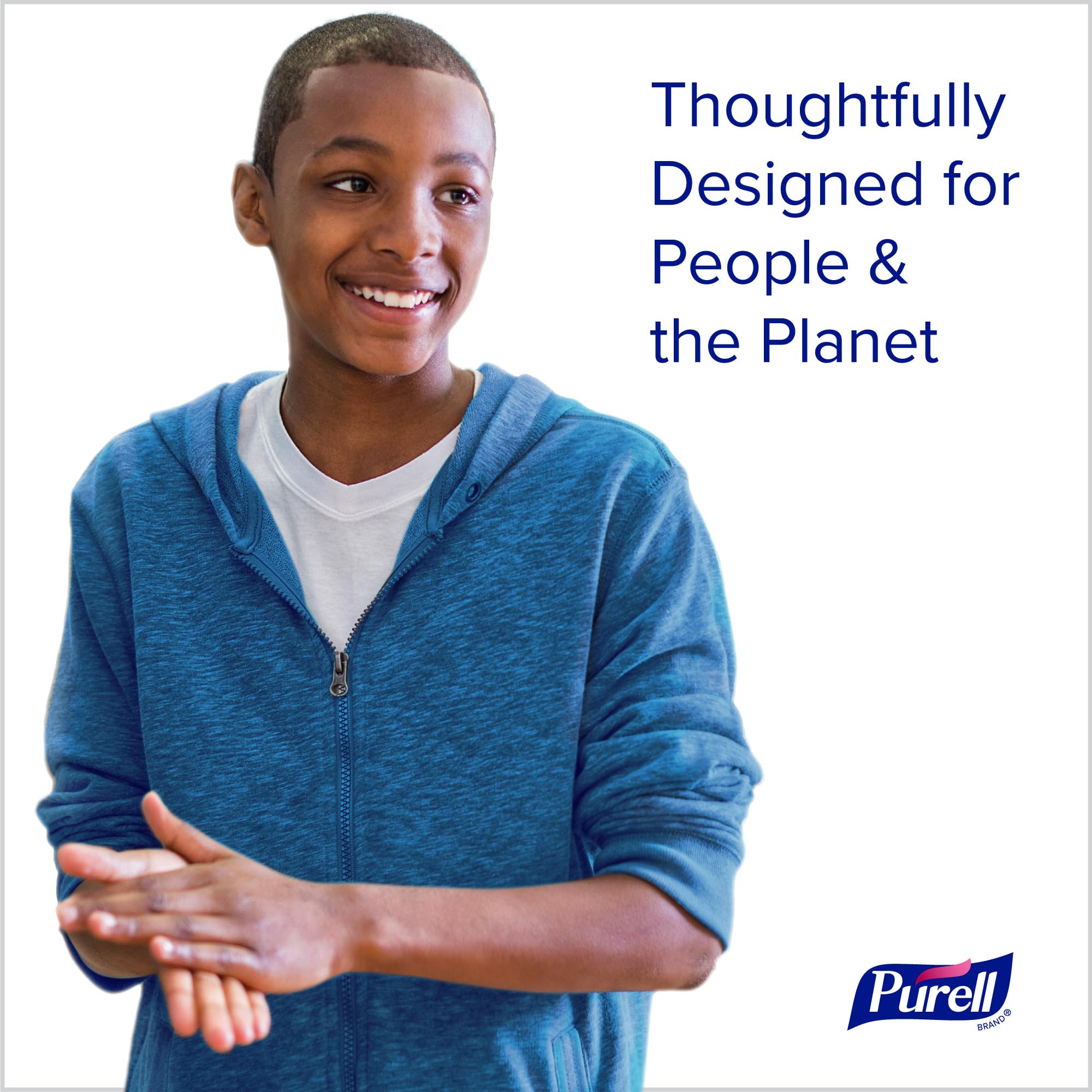 Purell Eco Logo certification detail highlights sustainability and safe ingredients.