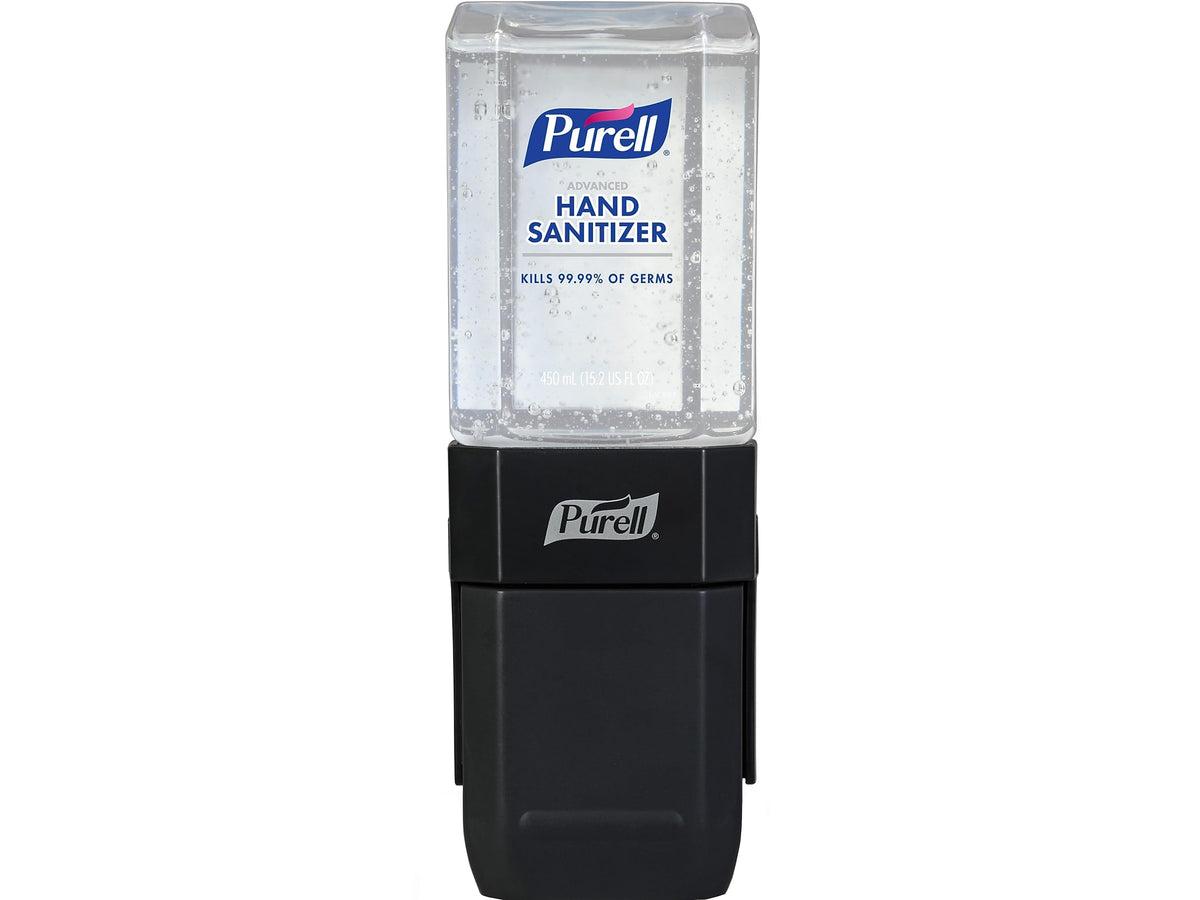 Purell ES1 push-style dispenser mounted on a wall for quick access