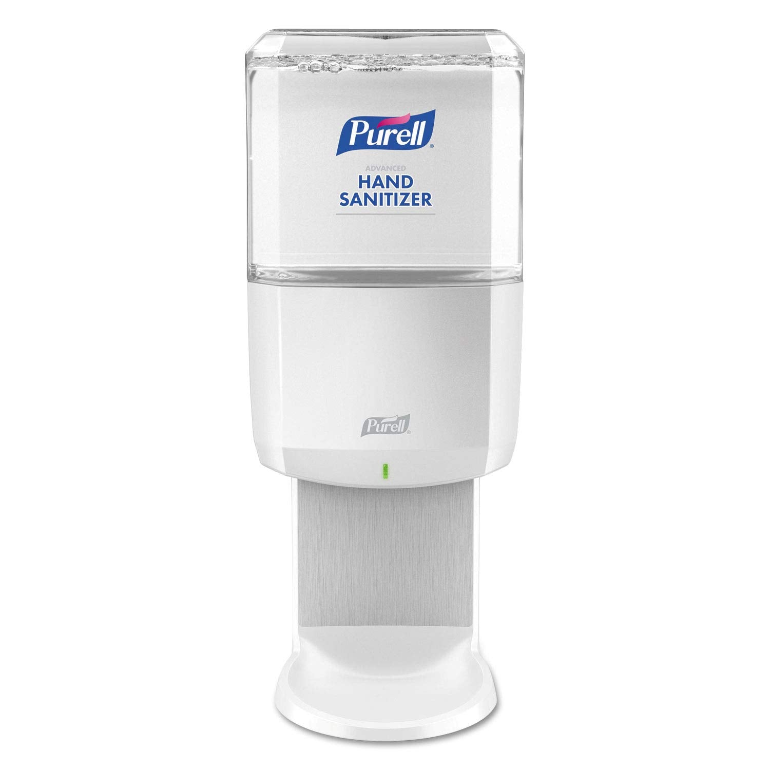 Purell ES8 dispenser white front view showing hands-free operation for cleanliness