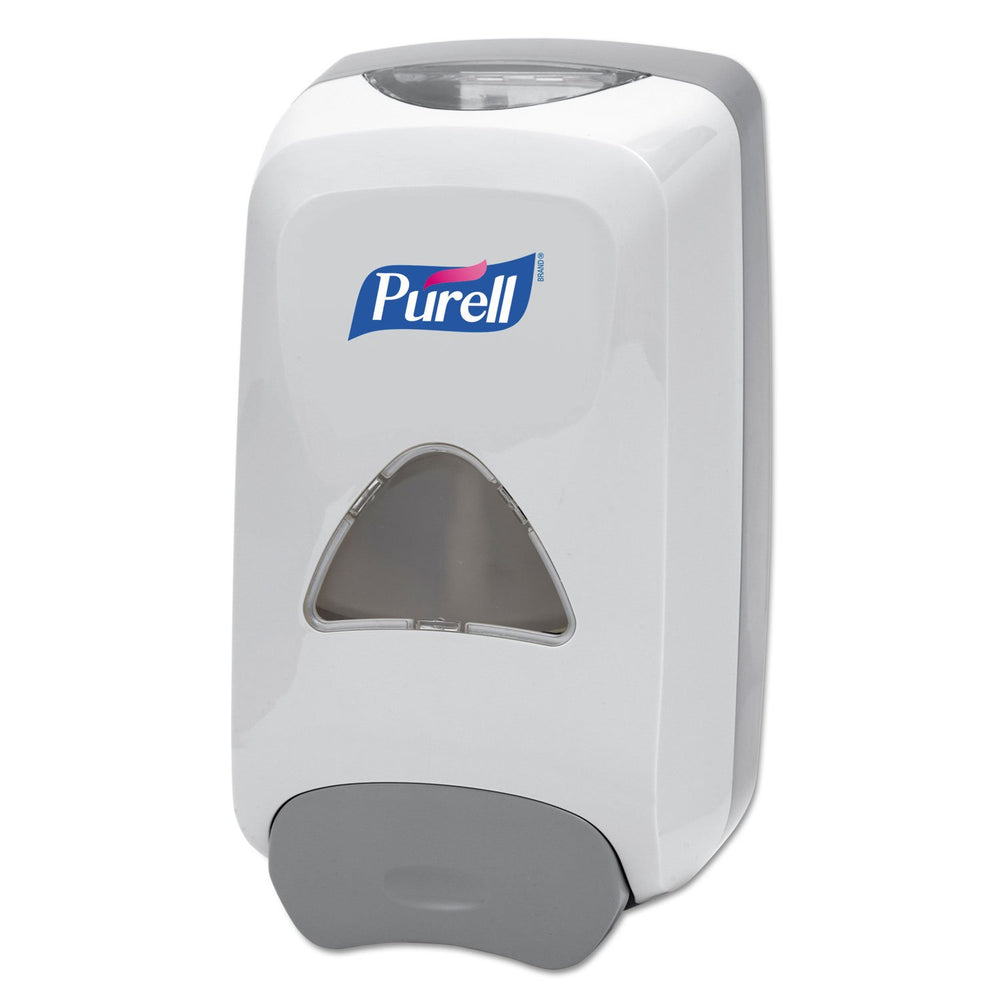 Purell FMX-12 Dove Grey front view highlights compact high-capacity foam dispenser