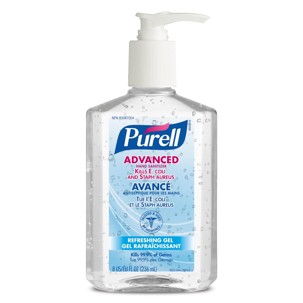 Close-up of hands applying Purell sanitizer highlighting moisturizing feel