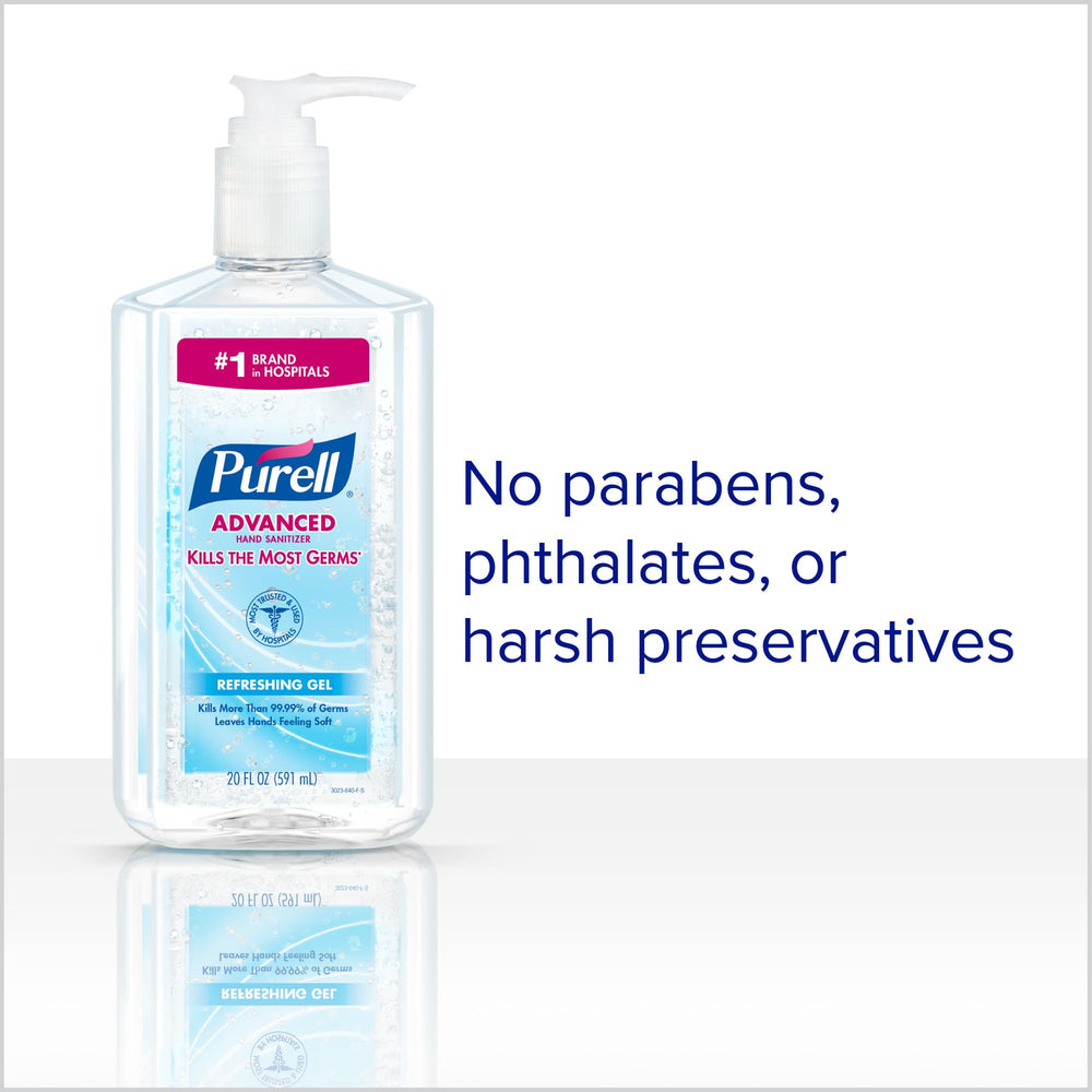 Pump dispensing PURELL Advanced Hand Sanitizer for fast convenient use