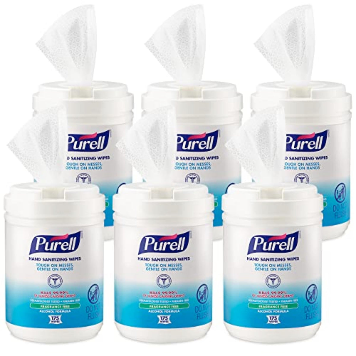 Purell hand sanitizing wipes alcohol formula canister for quick hand hygiene