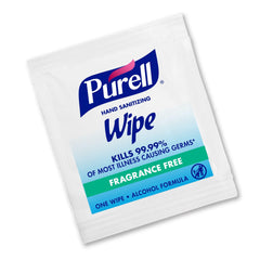 Purell hand sanitizing wipes with alcohol formula, individually wrapped for on-the-go germ protection.