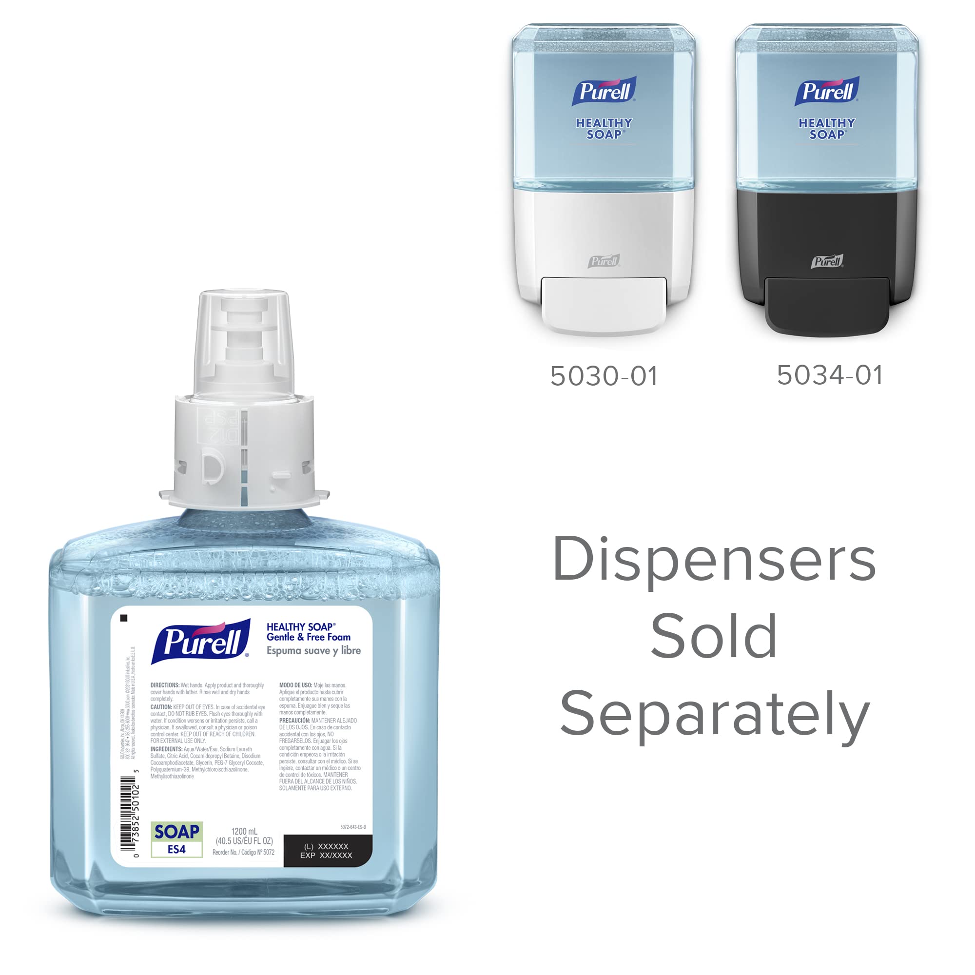 Purell packaging is transparent, highlighting recyclable design.