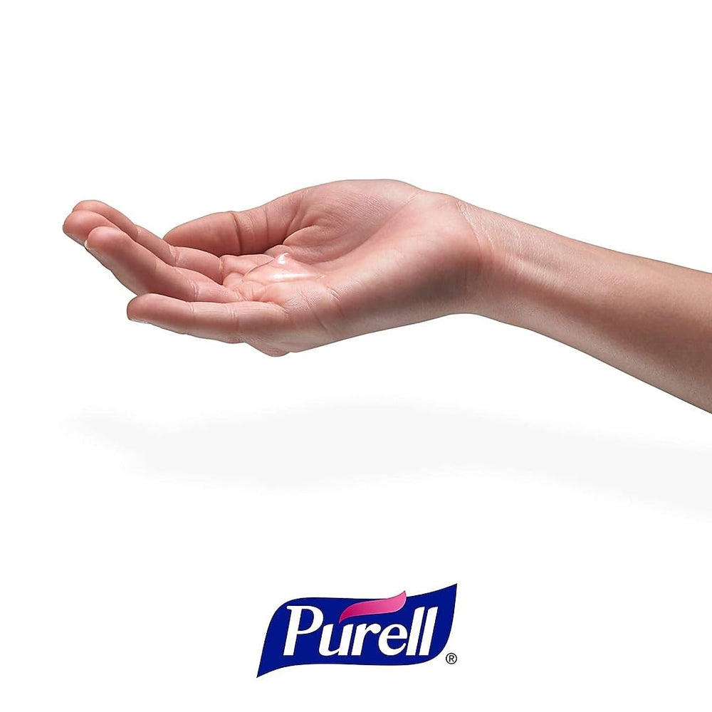 Purell advanced hand sanitizer gel texture with four moisturizers.