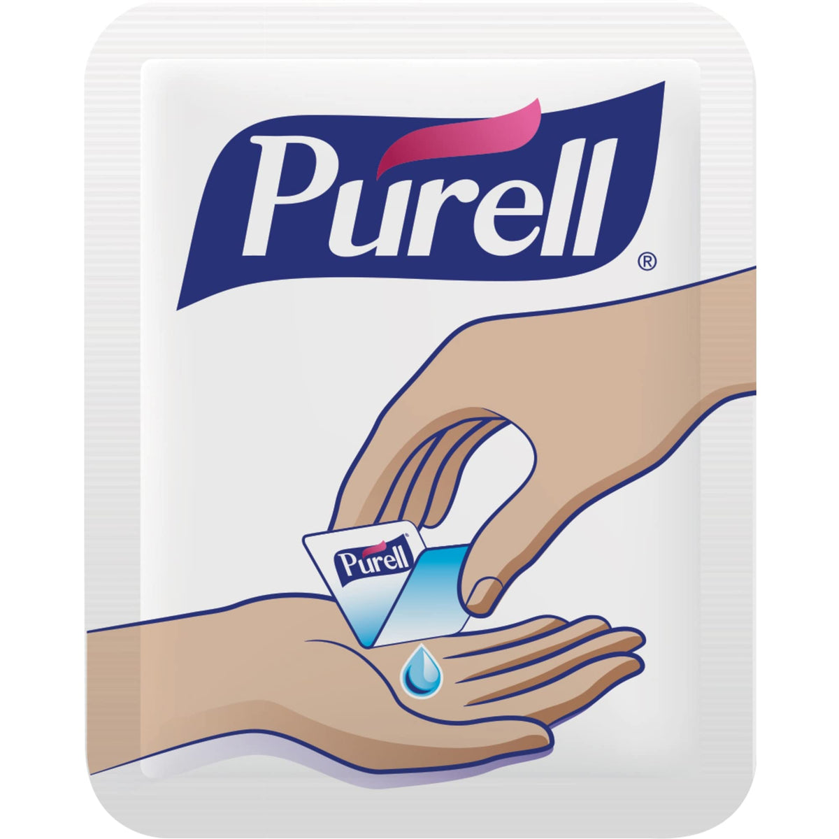 Purell SINGLES packet front view shows compact on-the-go protection.