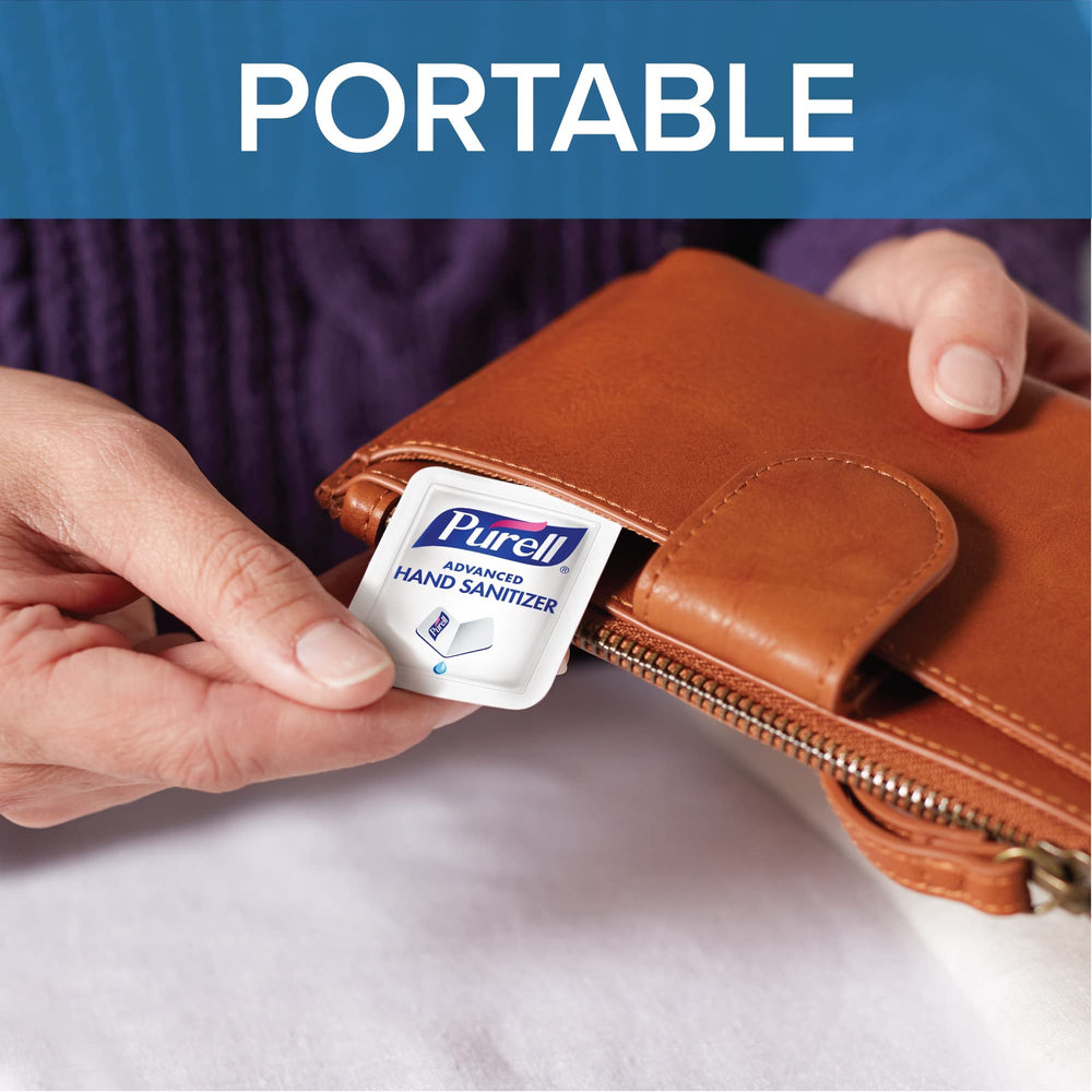 Purell SINGLES pocket-size fit fits wallets and small bags.