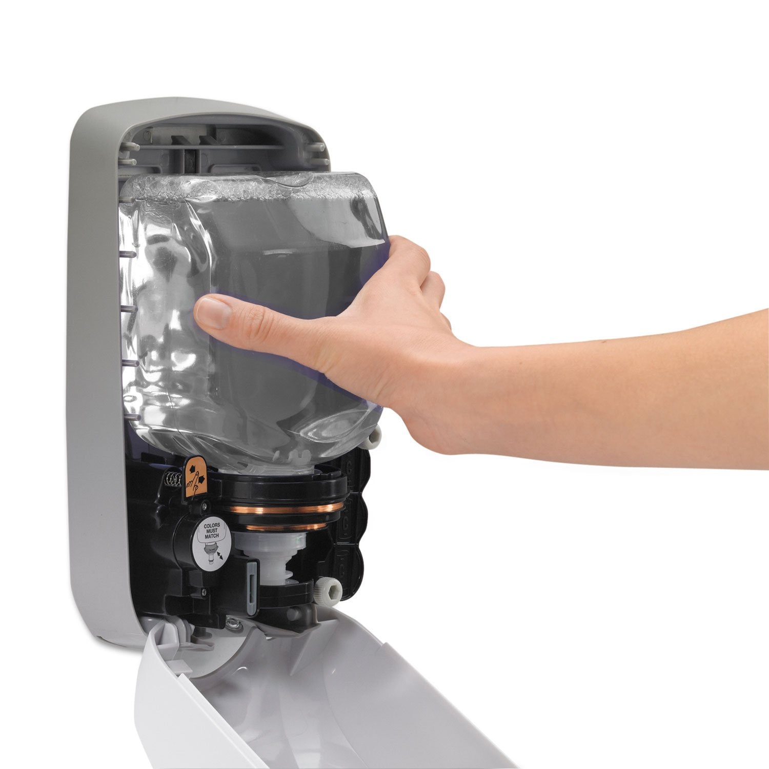 Battery compartment access on the Purell TFX dispenser for maintenance