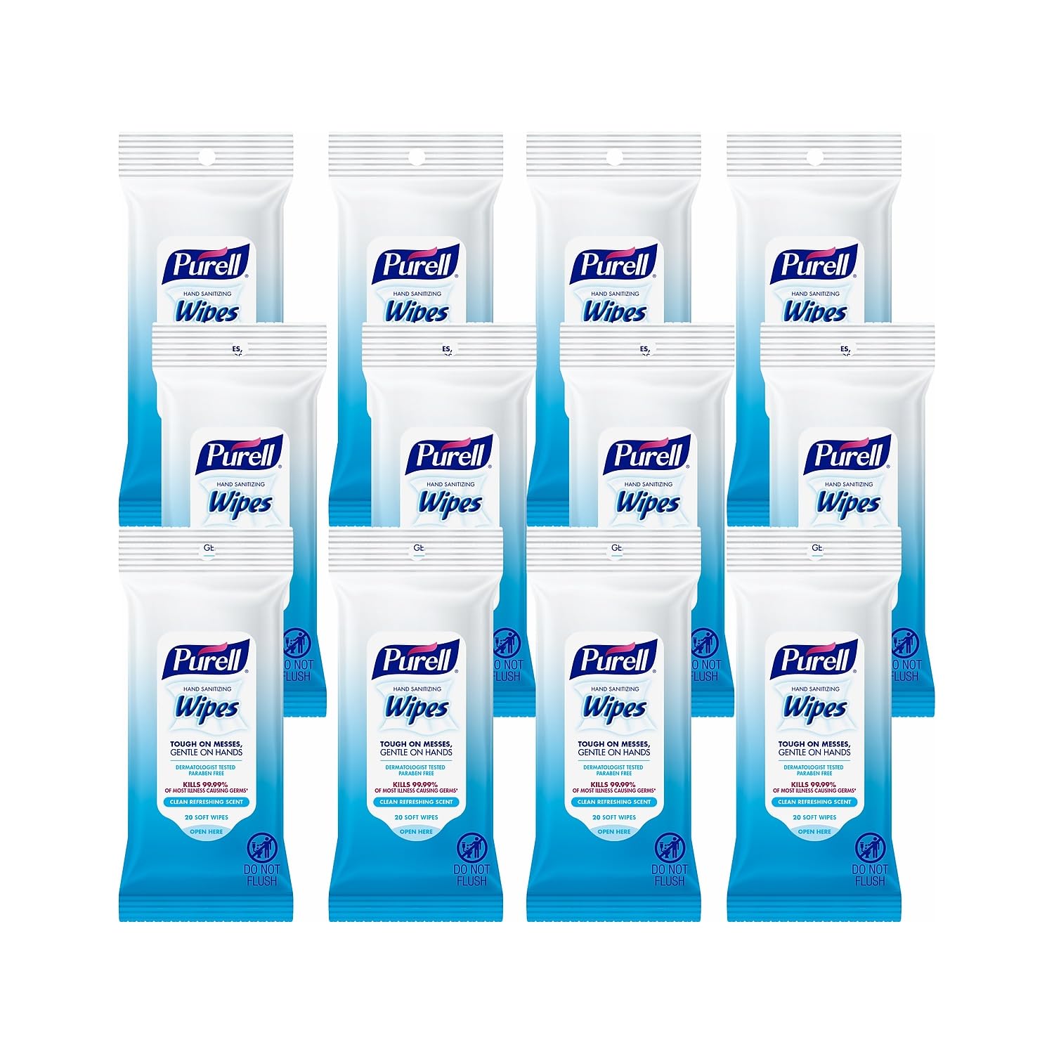 PURELL Hand Sanitizing Wipes travel pack 20-count for on-the-go protection.