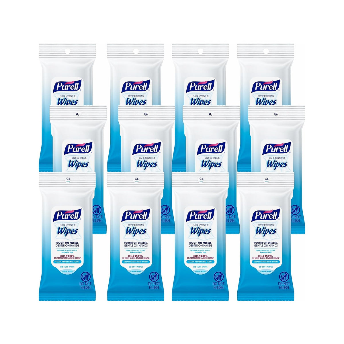 PURELL Hand Sanitizing Wipes travel pack 20-count for on-the-go protection.