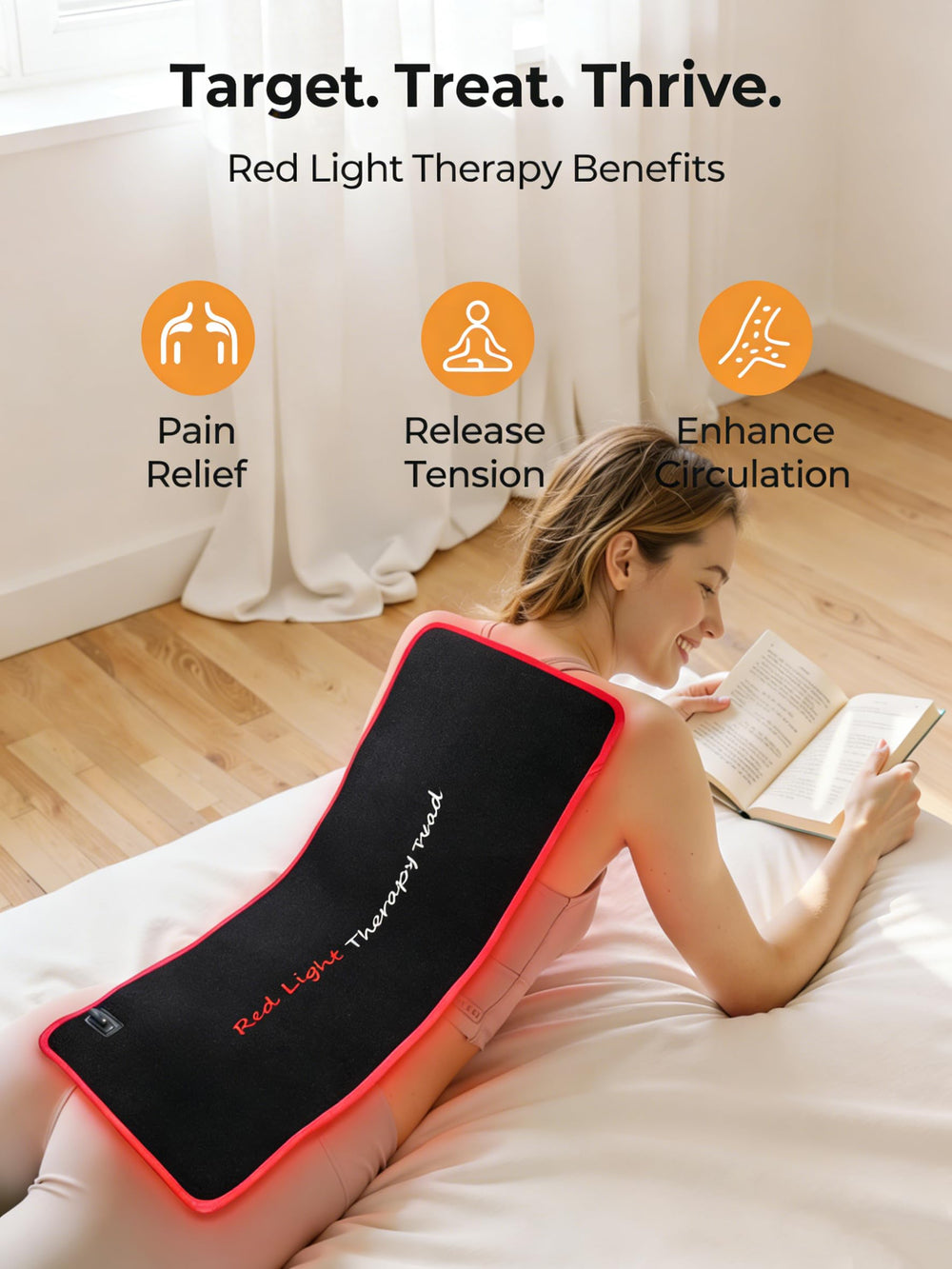 660nm red light targets waist-area surface tissues for comfort.