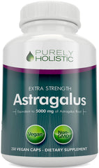 Purely Holistic Astragalus bottle front shows 250 servings for long-term support.