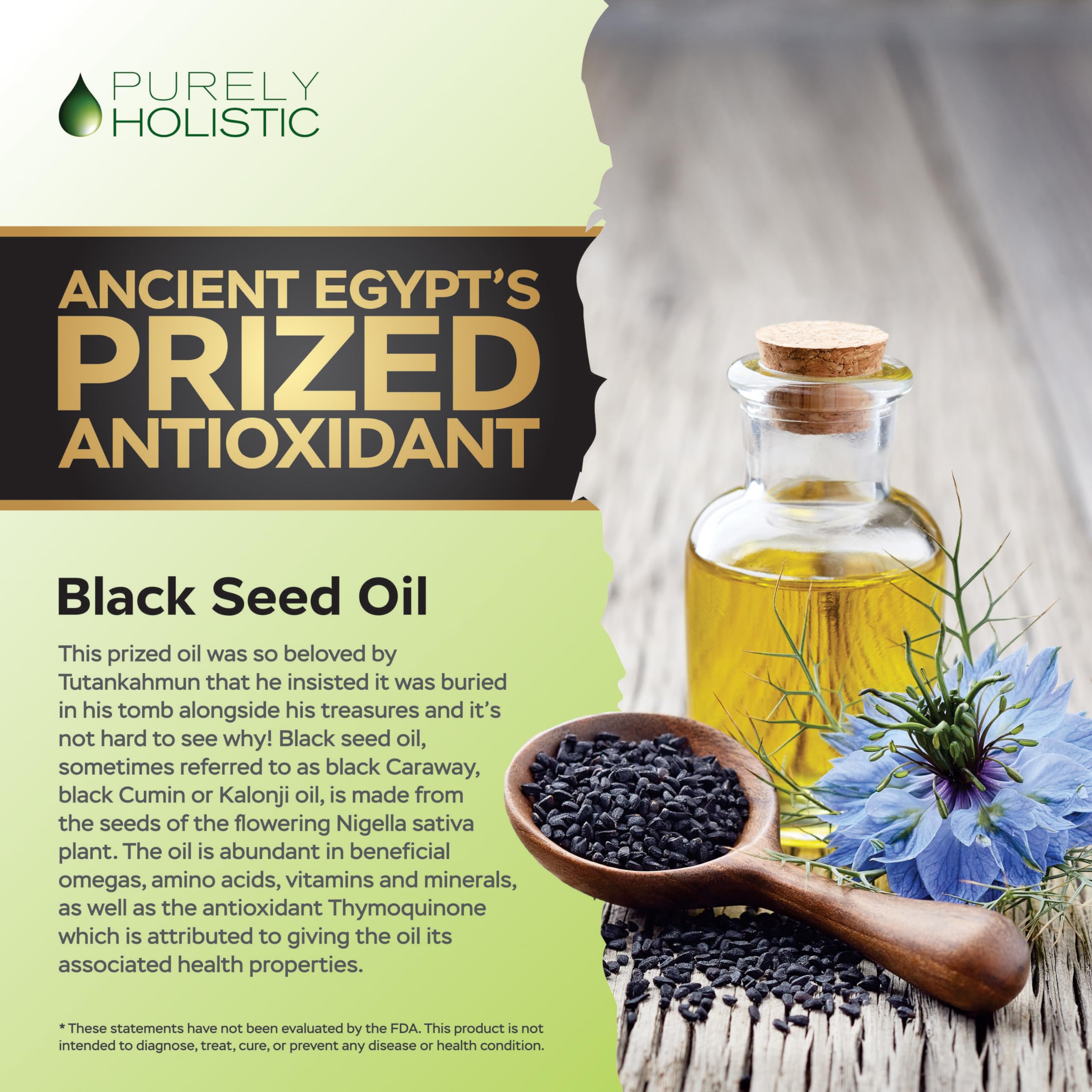Purely Holistic cold-pressed virgin oil visual emphasize purity