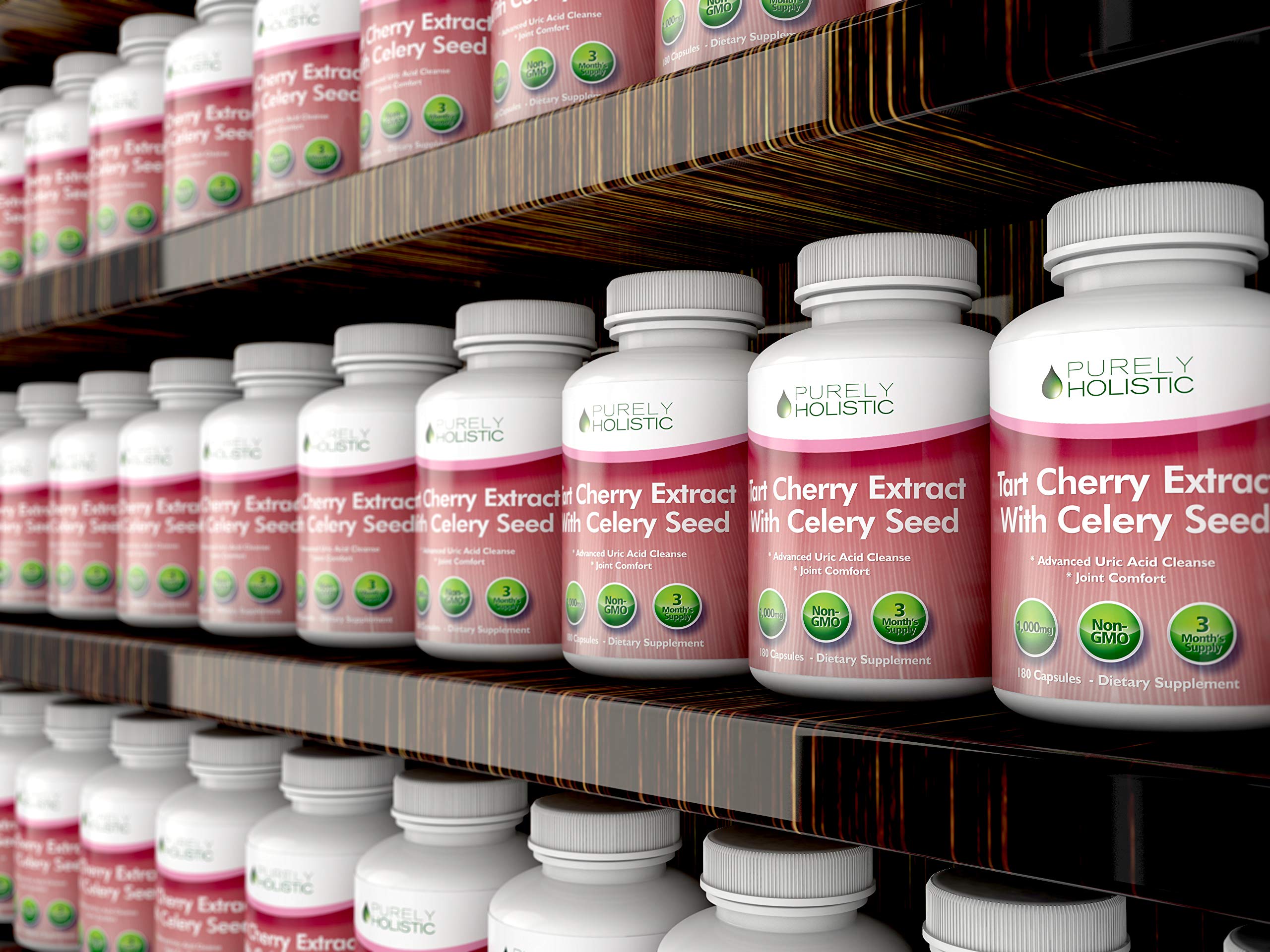 Purely Holistic Combined formulation diagram shows Tart Cherry and Celery Seed synergy.