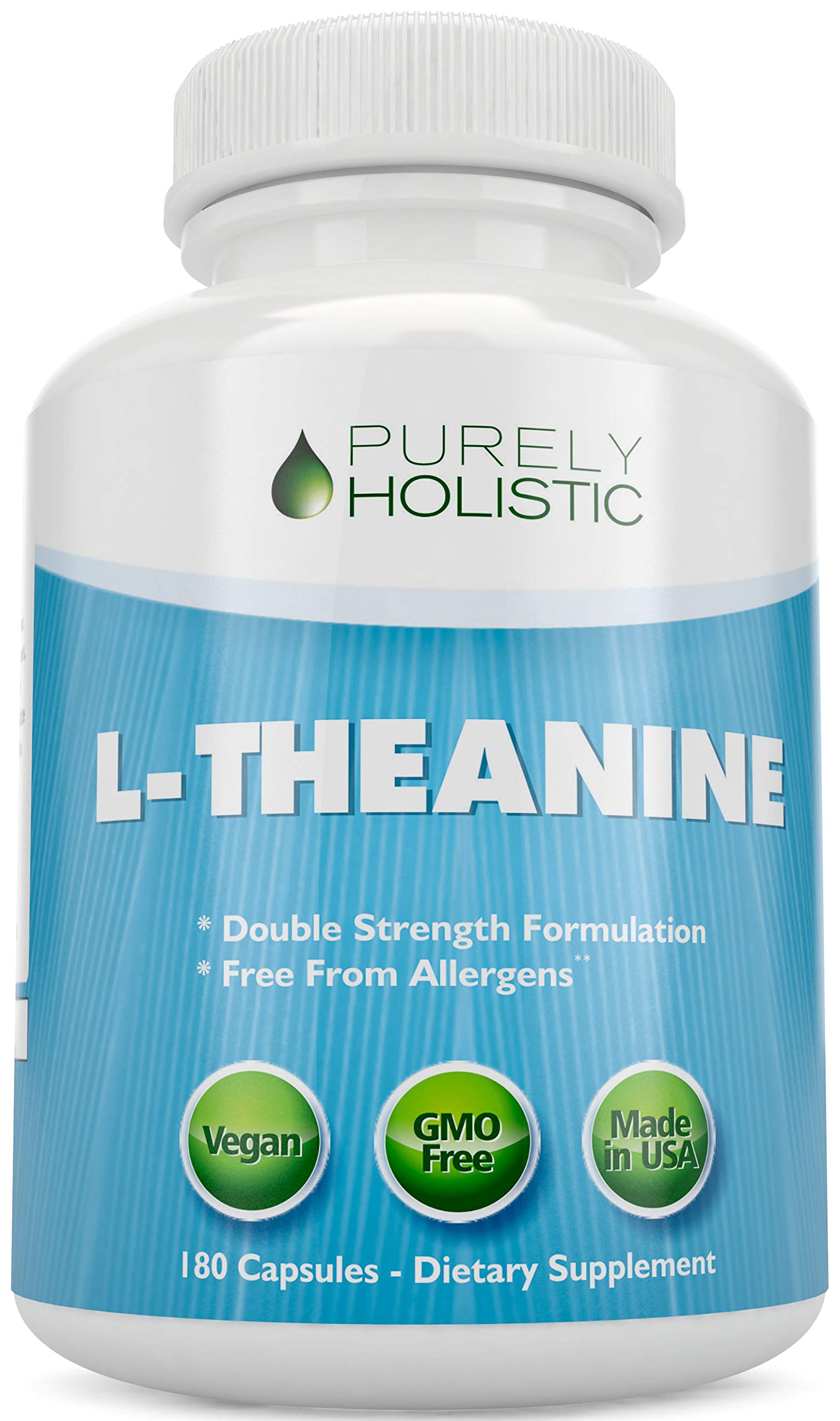 Purely Holistic L-Theanine 200mg bottle front for calm focus and daily balance