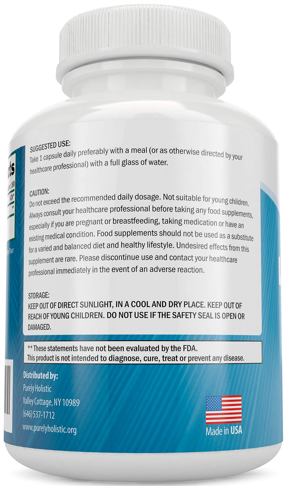 Purely Holistic L-Theanine capsules close-up highlighting vegan formula