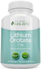 Purely Holistic Lithium Ootate 5mg bottle front for mood support.