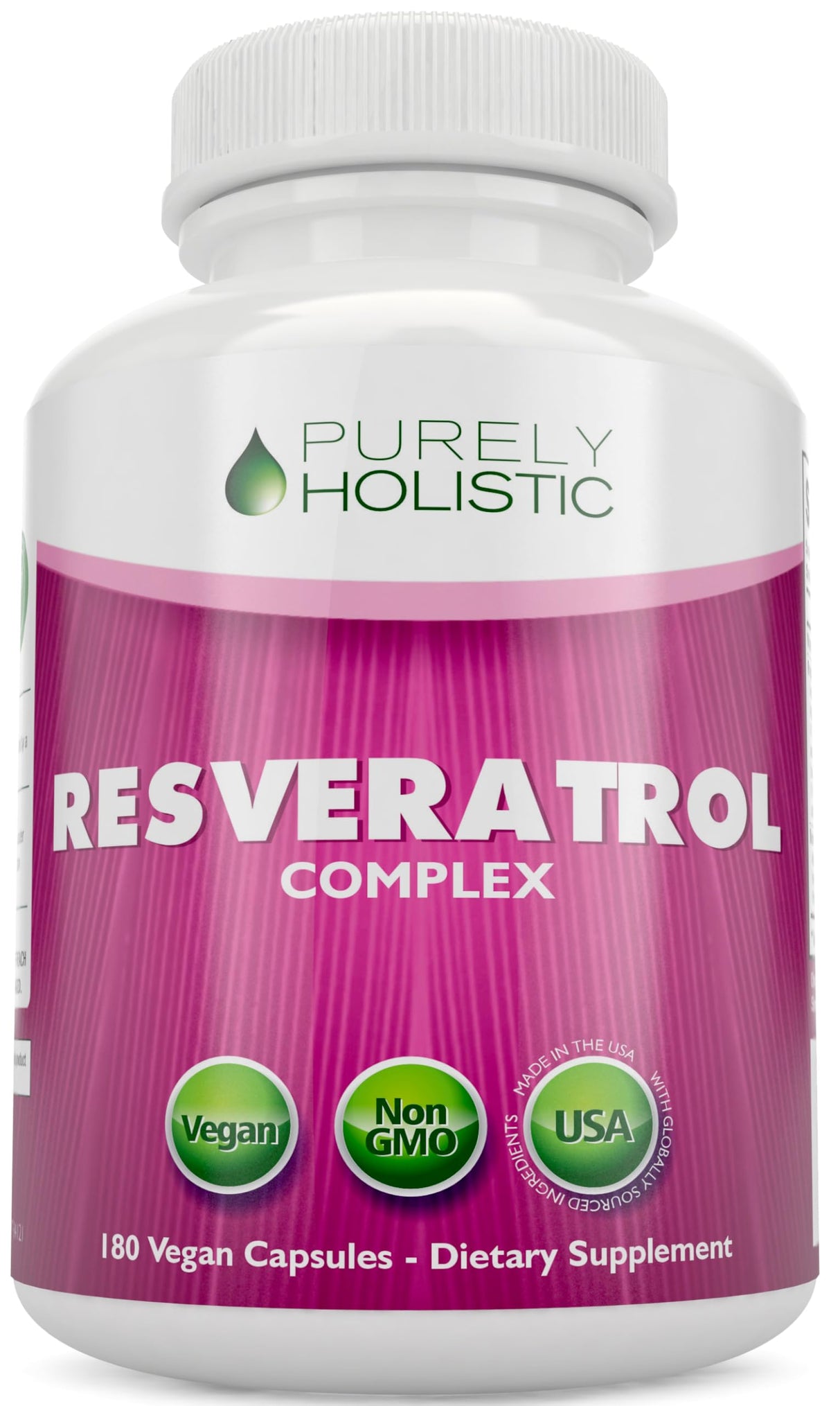 Purely Holistic Resveratrol bottle front view for daily antioxidant routines