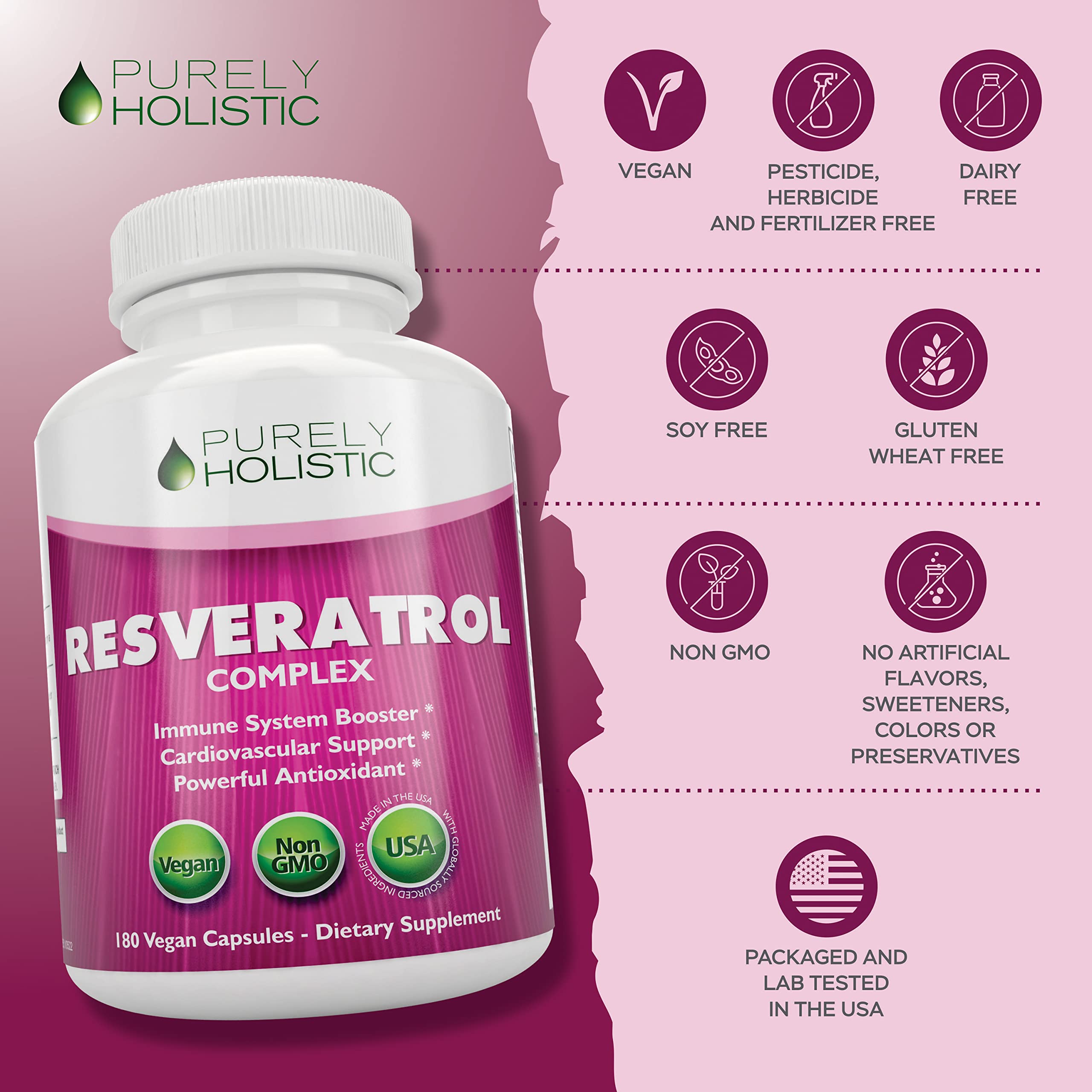 Purely Holistic Resveratrol glass of water for convenient daily intake