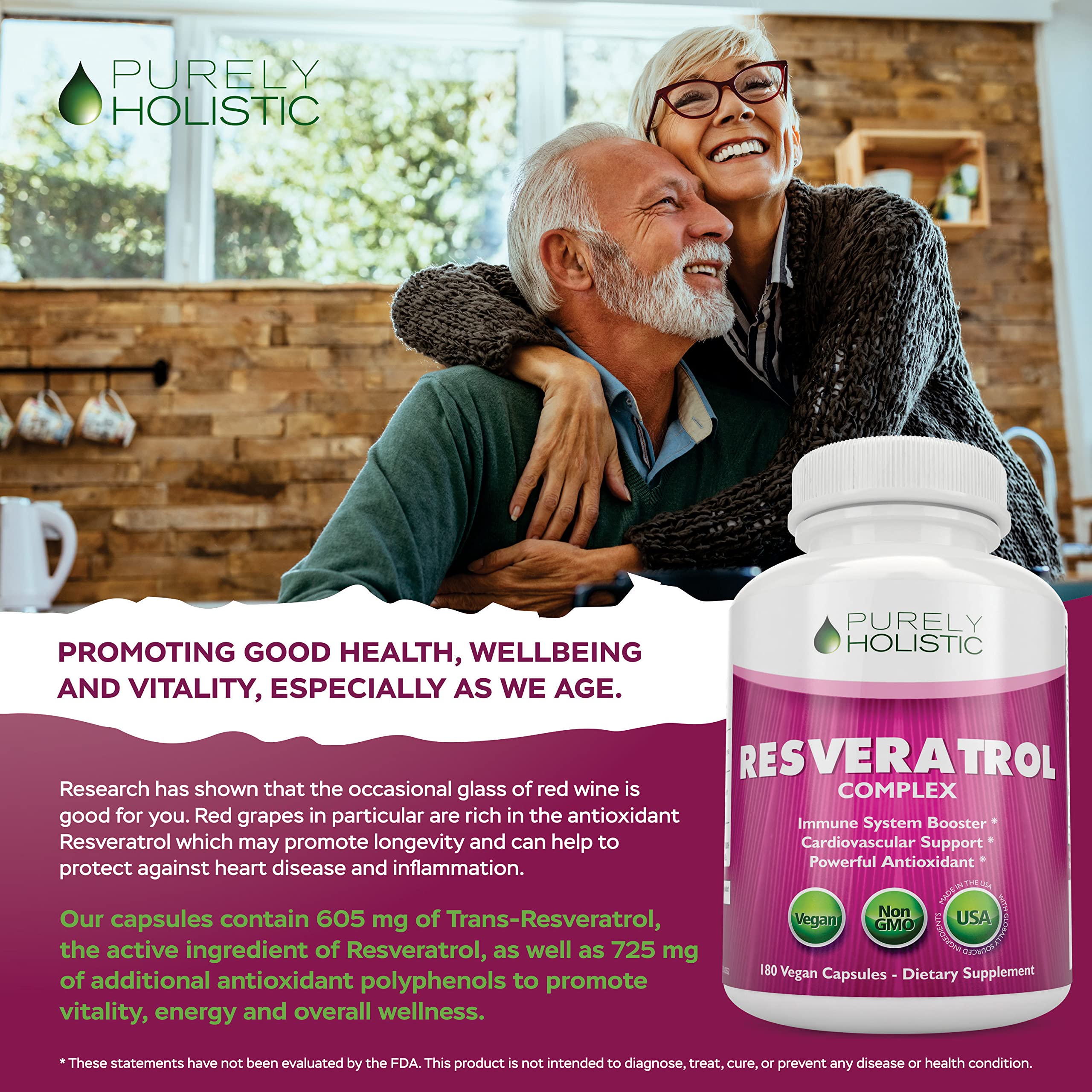 Purely Holistic Resveratrol lifestyle setup for routine wellness at home