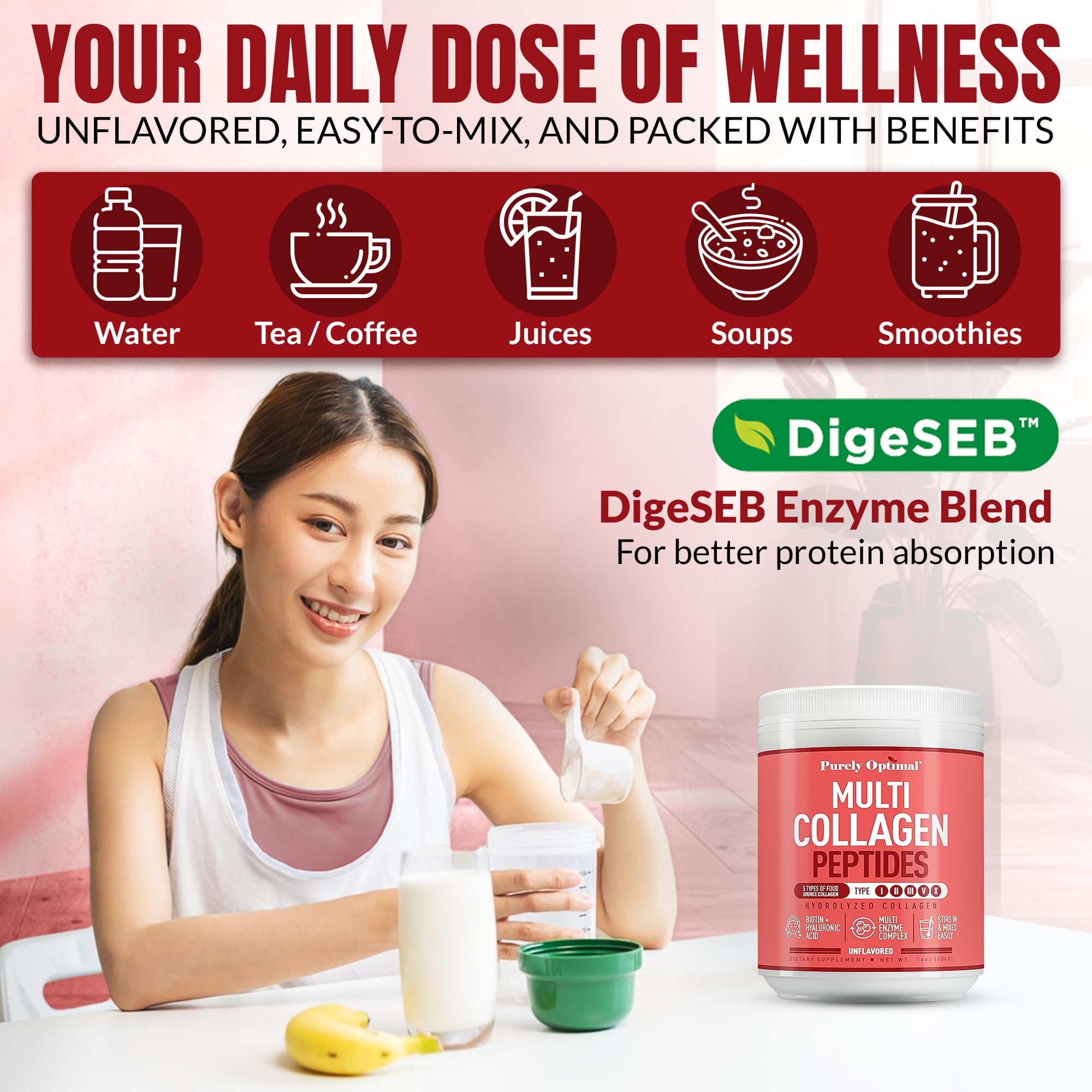 Purely Optimal grass-fed and marine collagen sources showcased