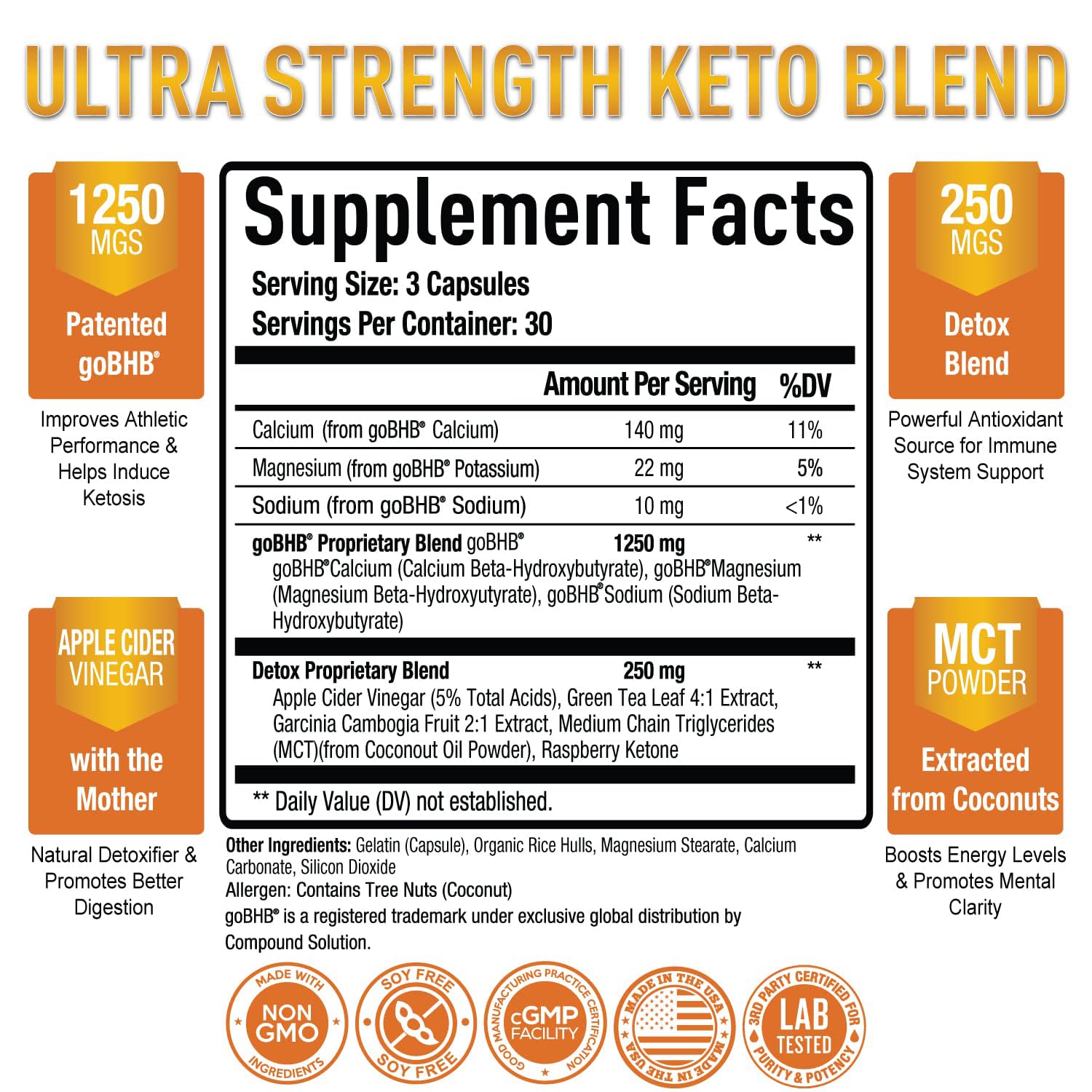 Purely Optimal Keto BHB ACV capsules being poured into a hand