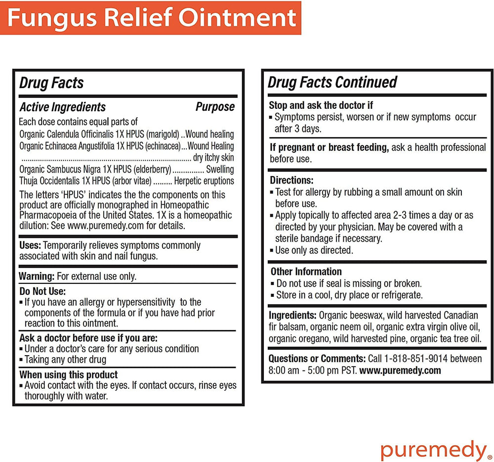 Puremedy Clarifying Nail Ointment ingredients close-up with tea tree oil