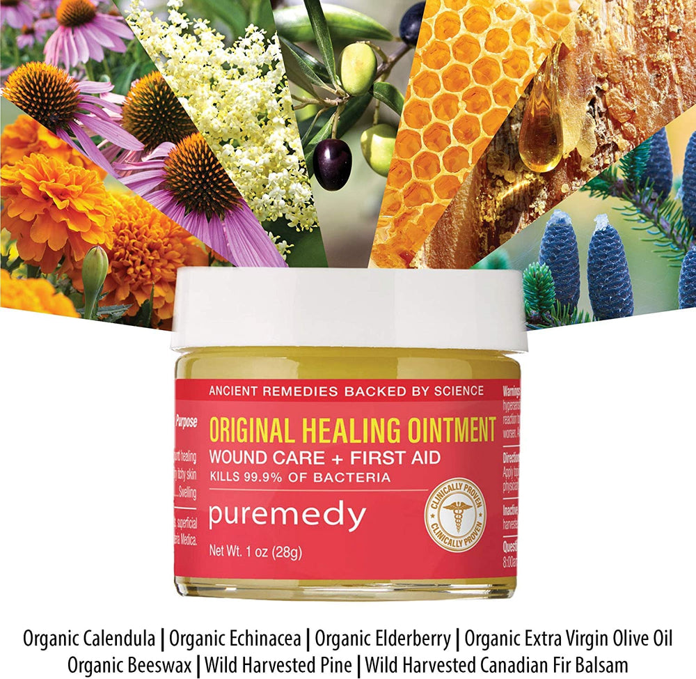 Packaging image shows Puremedy Original Healing Ointment packaging and labeling.