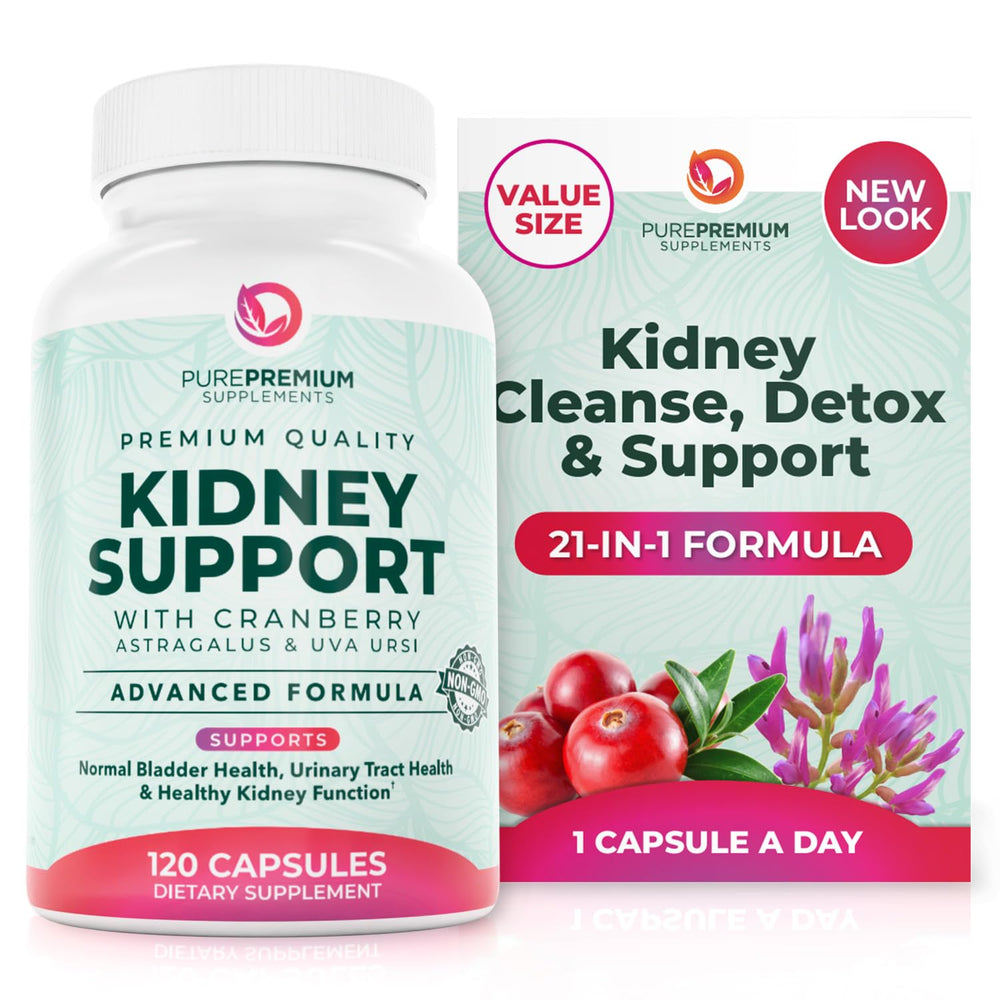 PurePremium Kidney Support bottle front showing the product for daily kidney health support