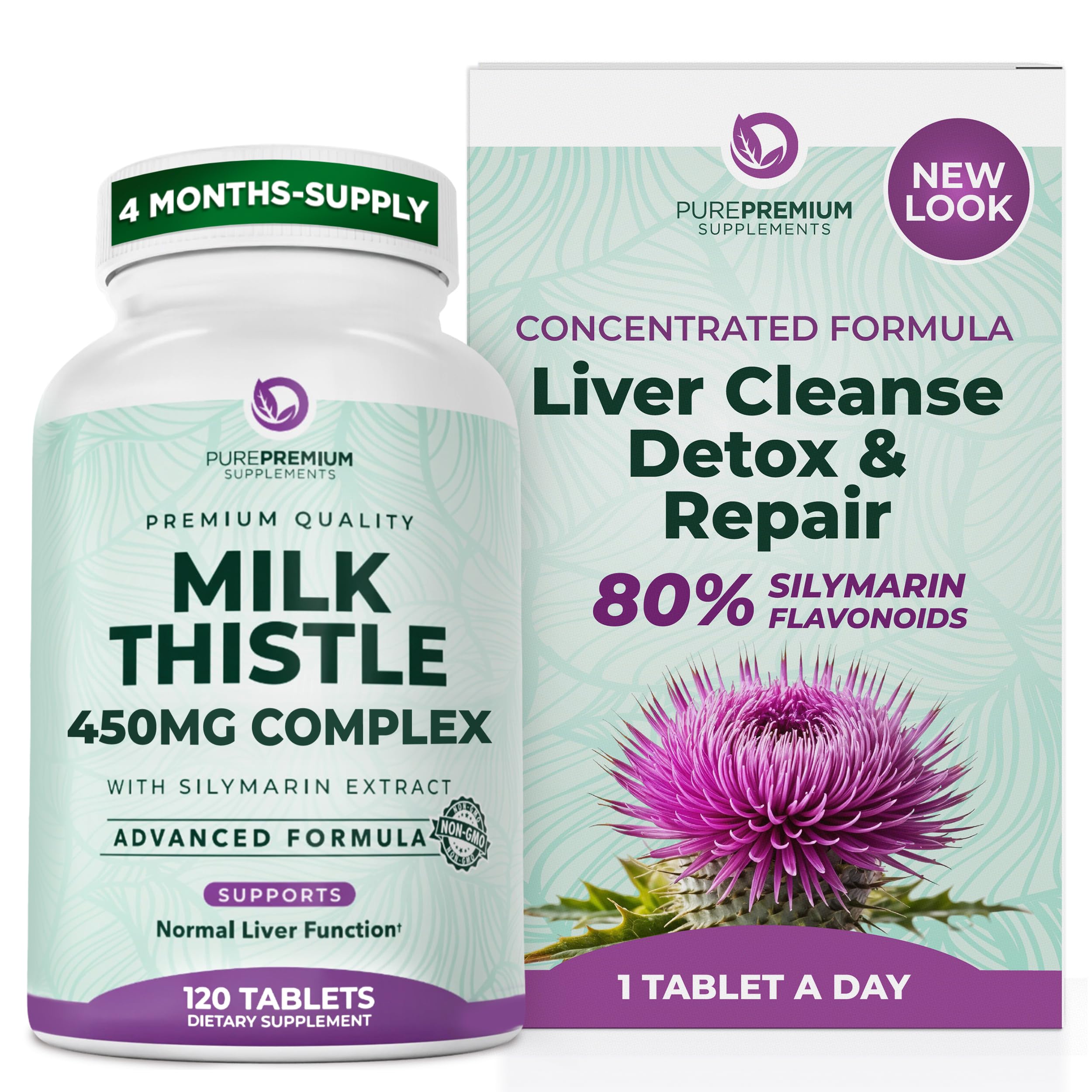 PurePremium Milk Thistle capsules for daily liver support and antioxidant care.
