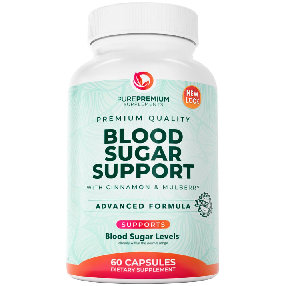 PurePremium Normal Blood Sugar Support bottle front showing 60 capsules for daily use.
