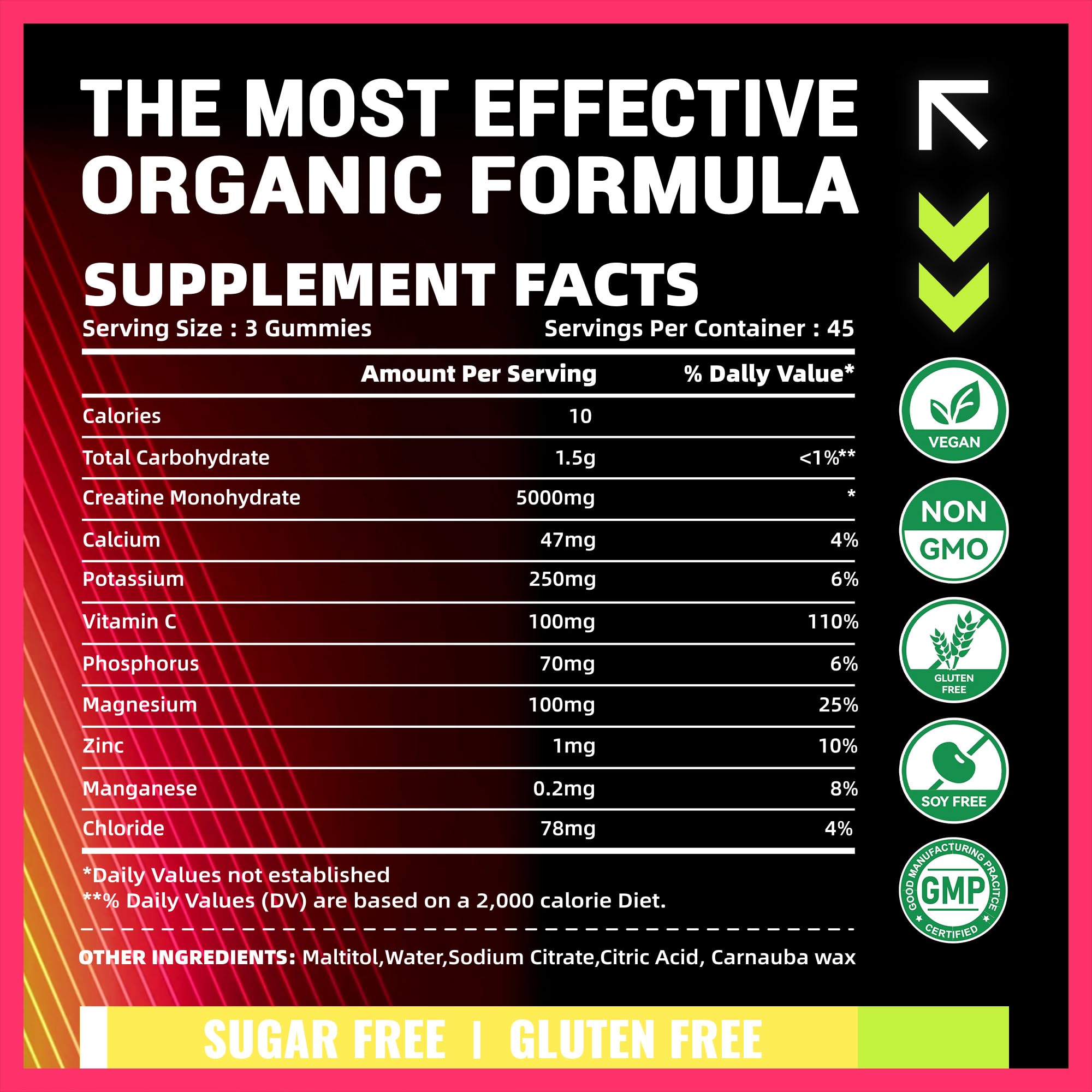 PURESTVITS Creatine Gummies serving image highlights three-gummy dose for easy intake
