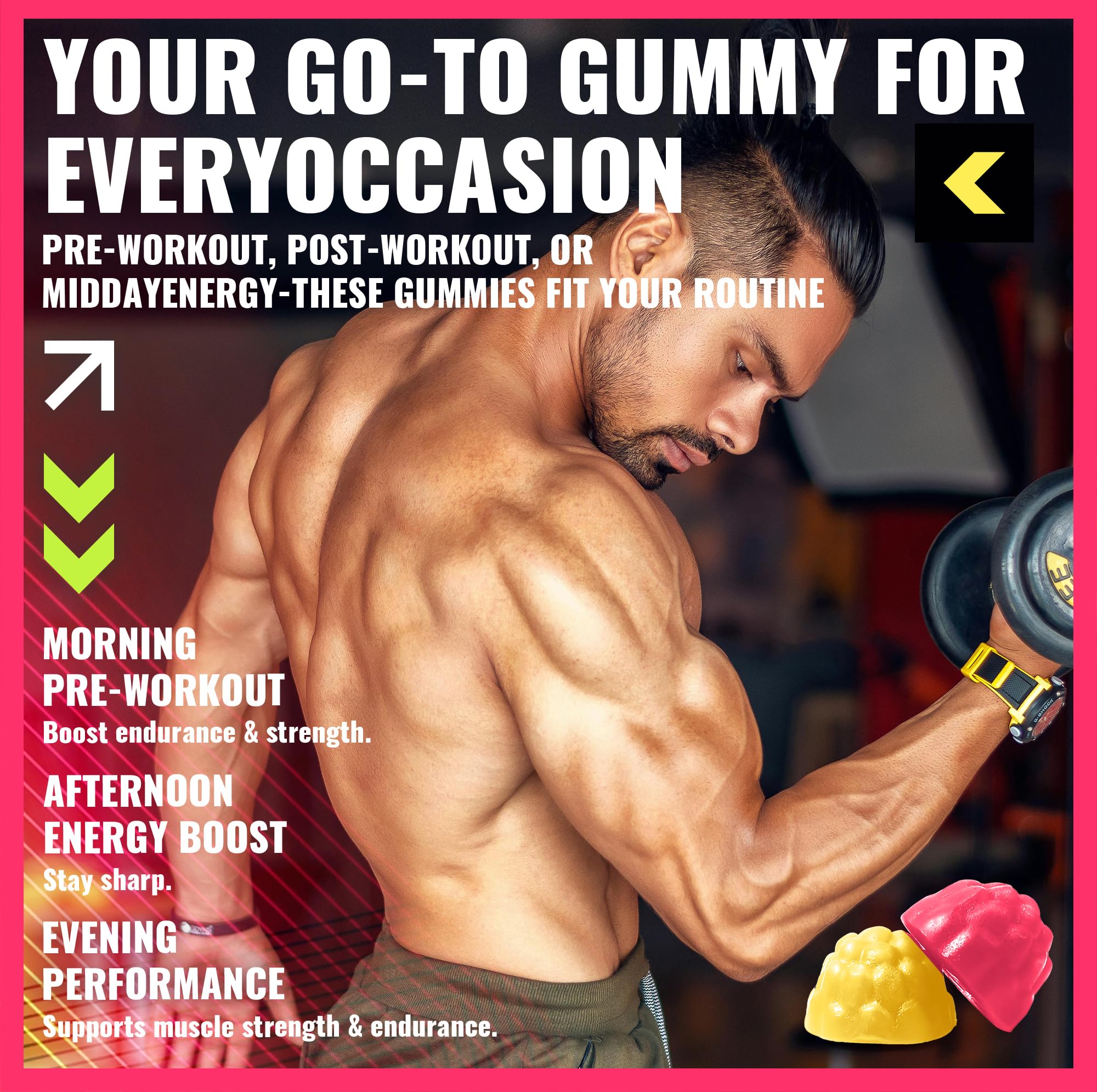 PURESTVITS Creatine Gummies on gym setup implying workout support