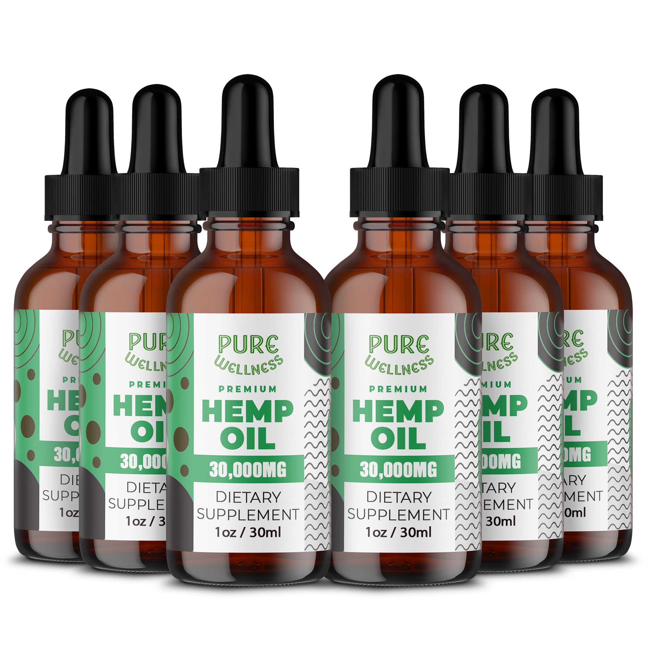 Pure Wellness Hemp Seed Oil bottle front shows high-strength, THC-free formulation.