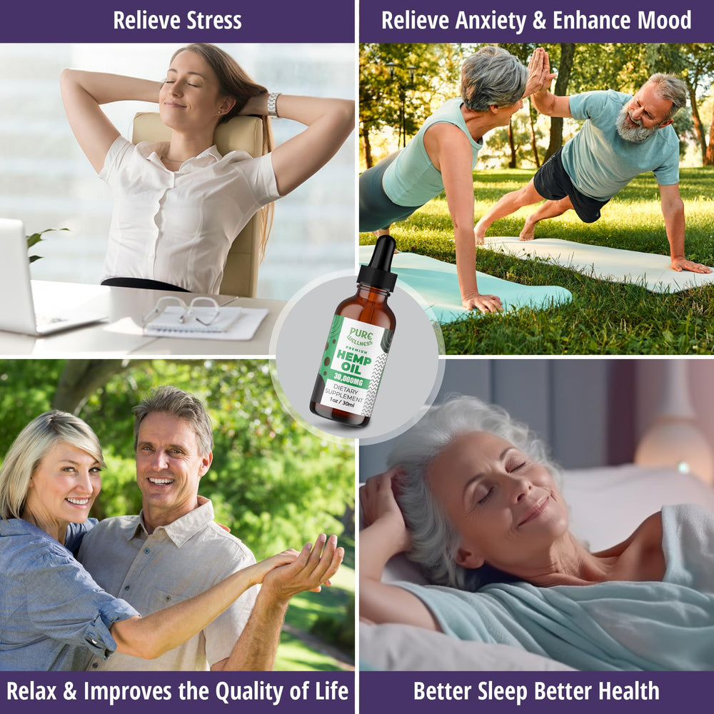 Pure Wellness Hemp Seed Oil pour captures easy daily dosing.
