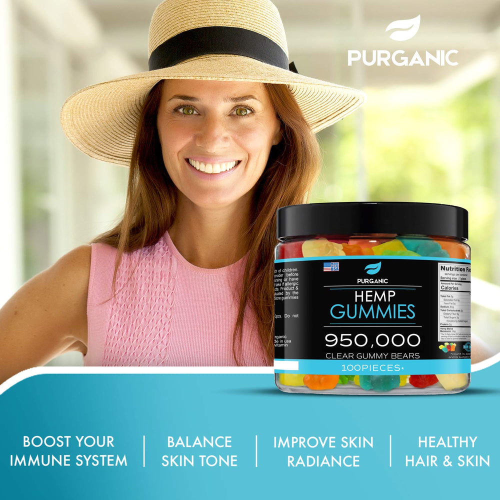 Purganic hemp gummies serving spoon showing easy daily dose and convenient use