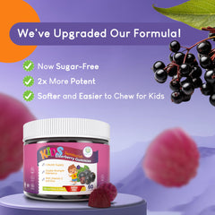 Purify Life Elderberry Gummies ingredients panel highlighting vitamin C and zinc.