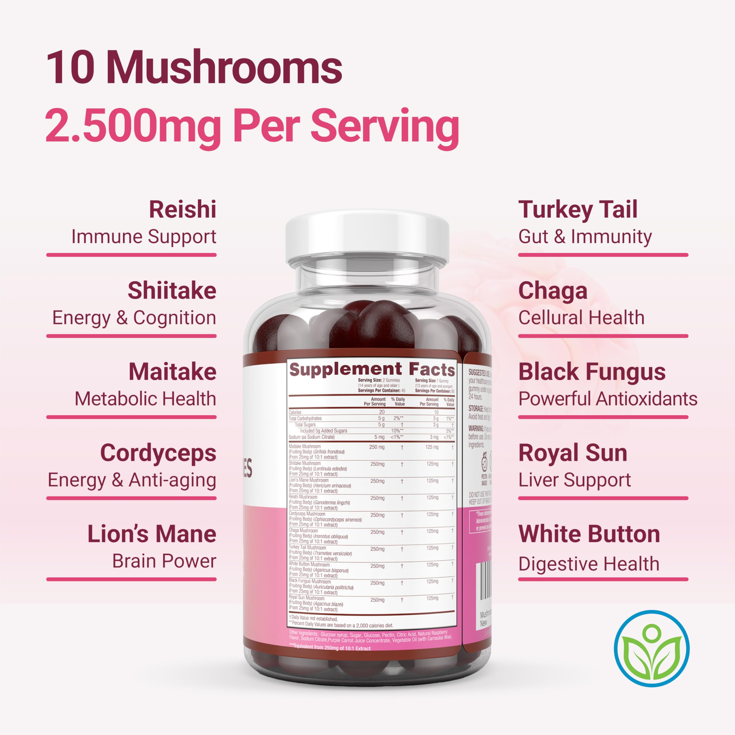 Purify Life brain-focused gummies with Lions Mane and Cordyceps for clarity