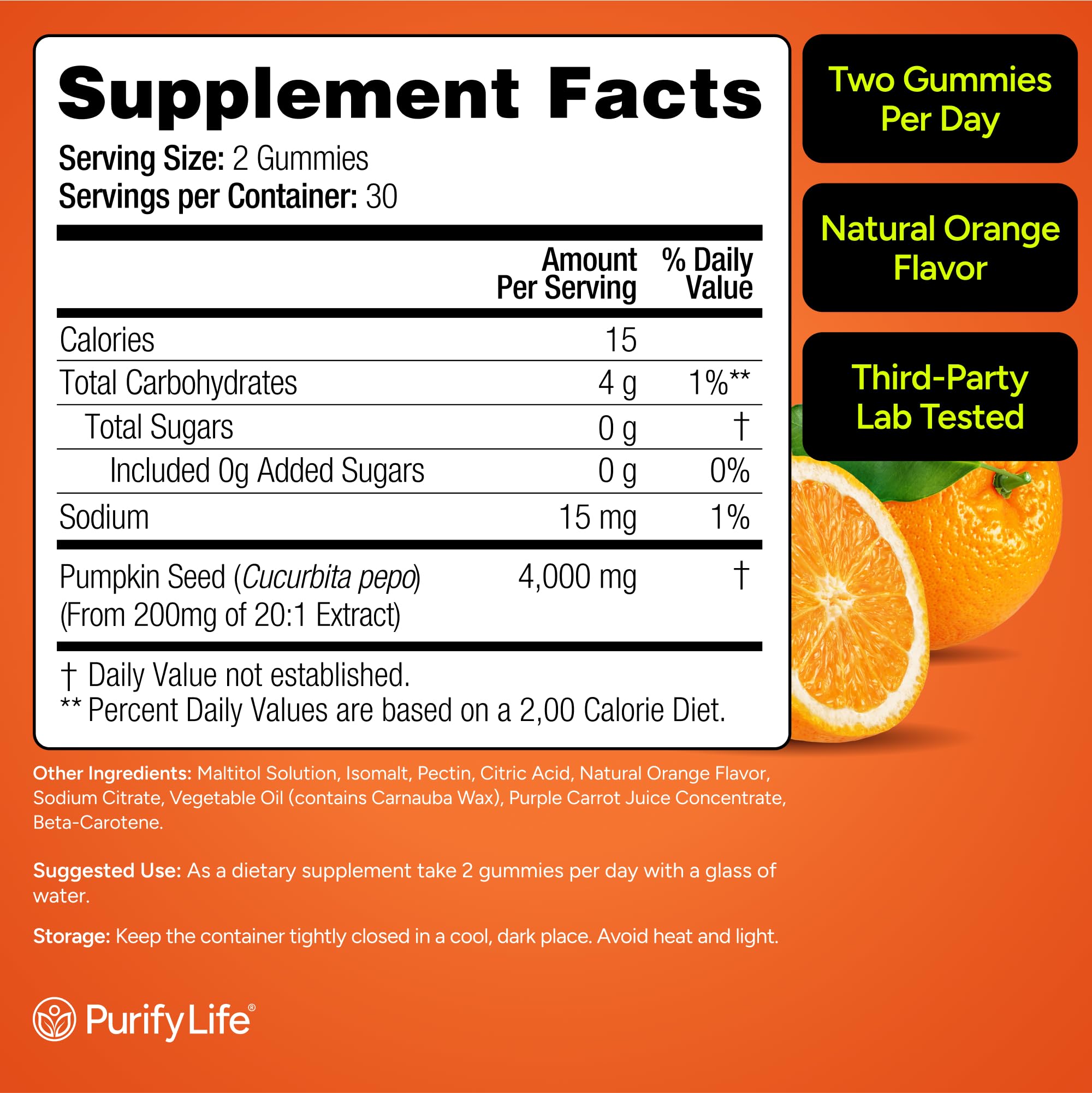 Purify Life pumpkin-seed-gummies-in-hand for convenient daily routine.