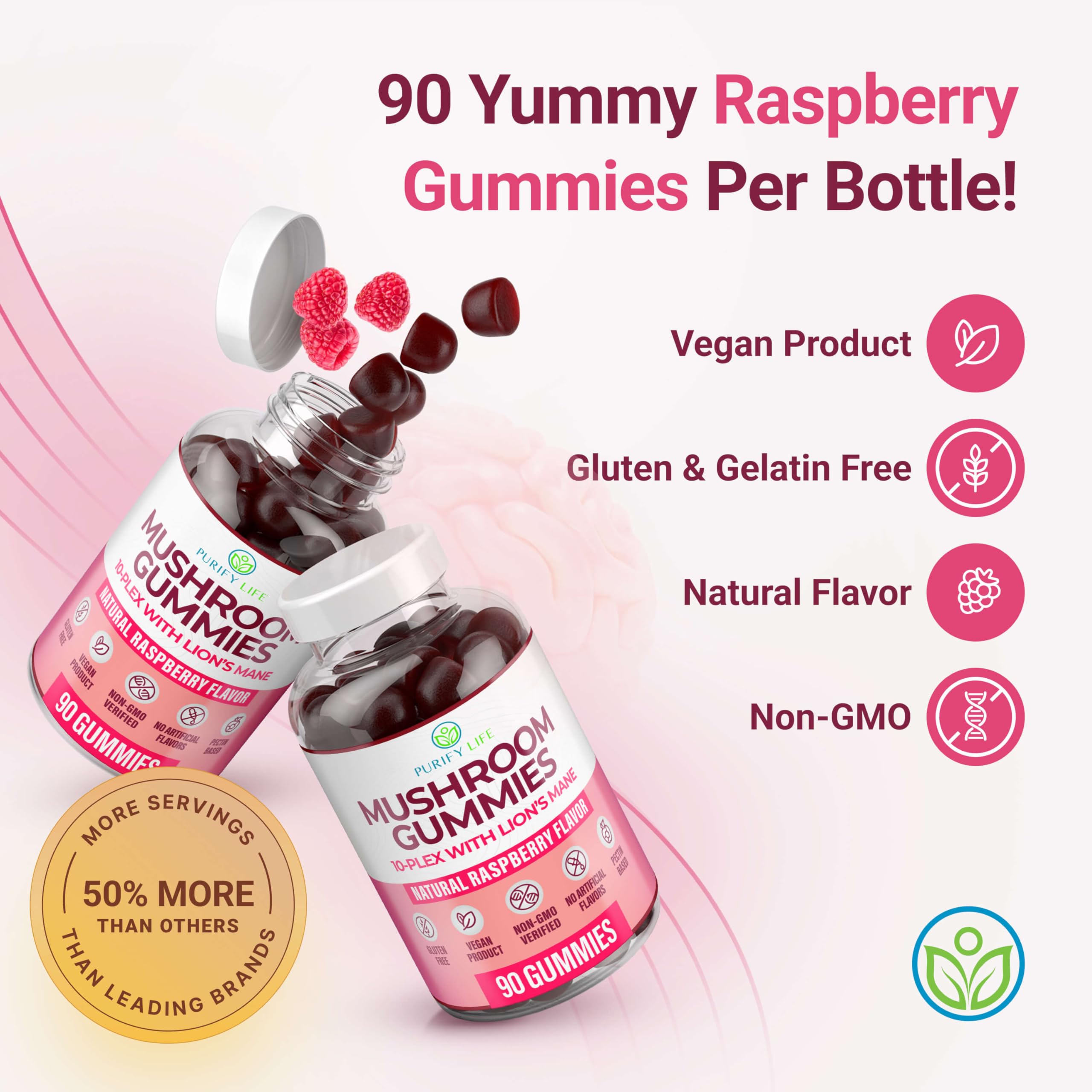 Purify Life safe for all ages raspberry gummies
