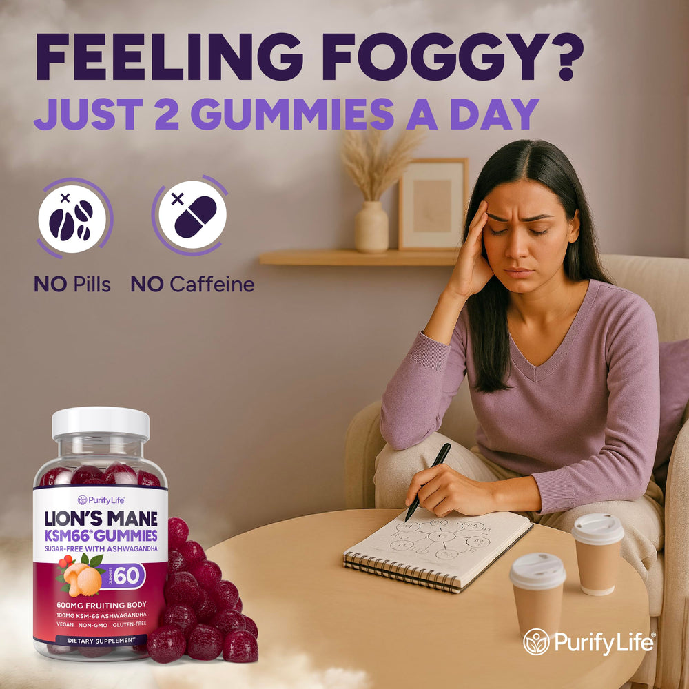 Purify Life Gummies packaging featuring daily cognitive support.