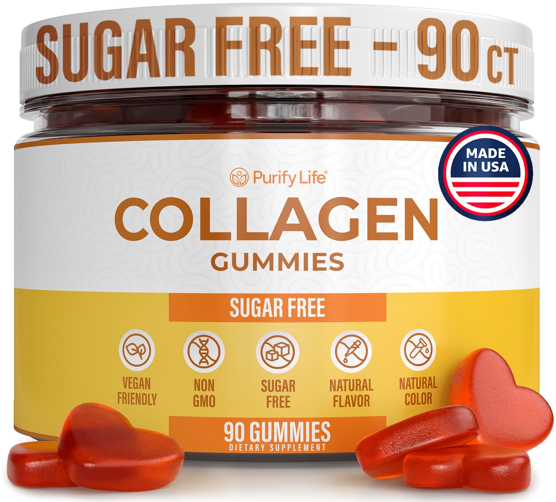 Purify Life sugar-free marine collagen gummies bottle close-up for daily beauty support