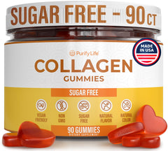 Purify Life sugar-free marine collagen gummies bottle close-up for daily beauty support