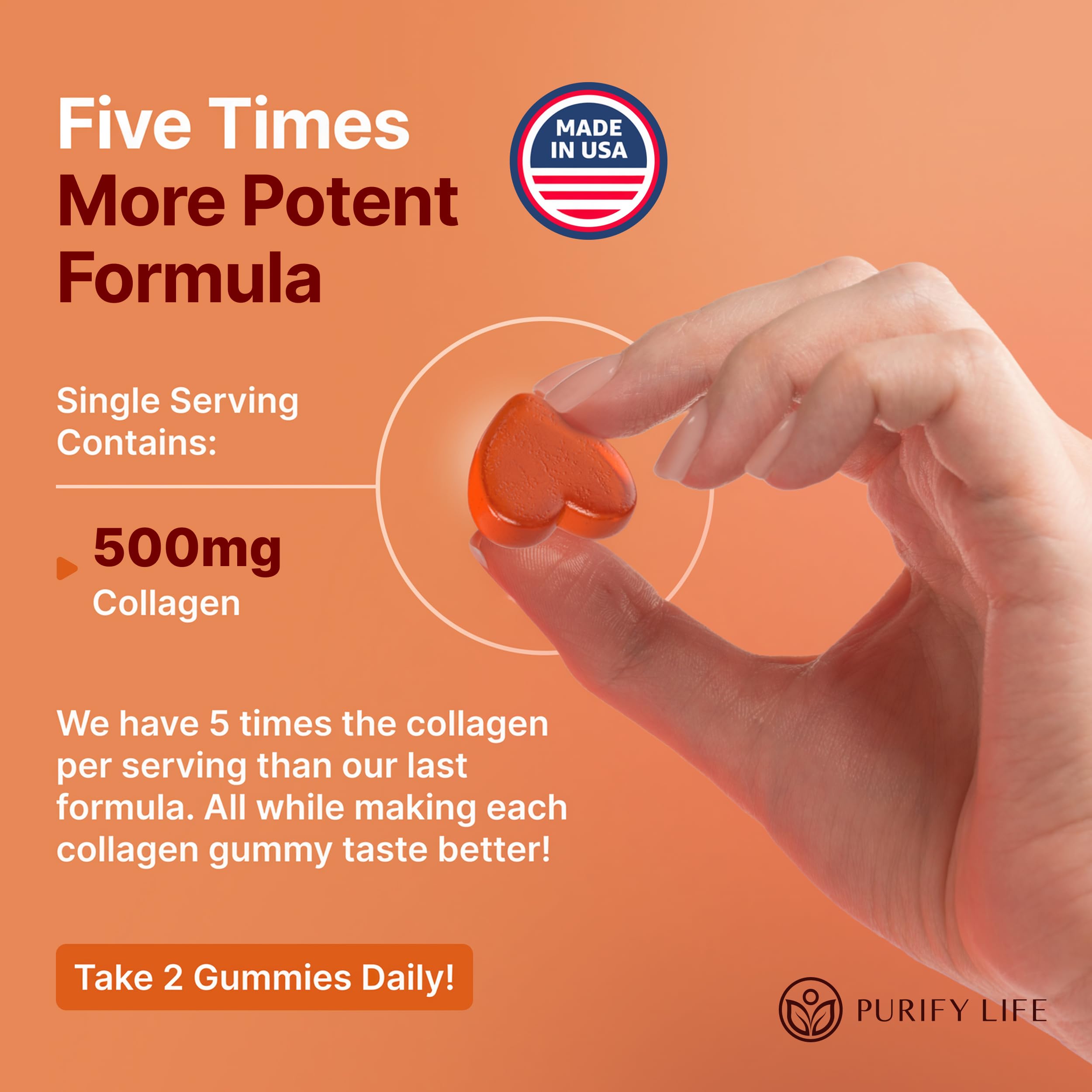 Purify Life collagen gummies pack highlighting 90 chews for easy daily use